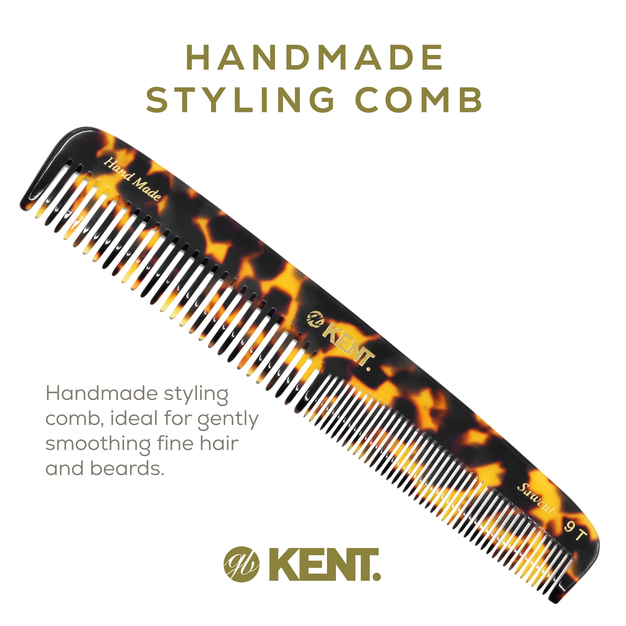 Kent 9T Mixed Tooth Handmade Comb - Image 5
