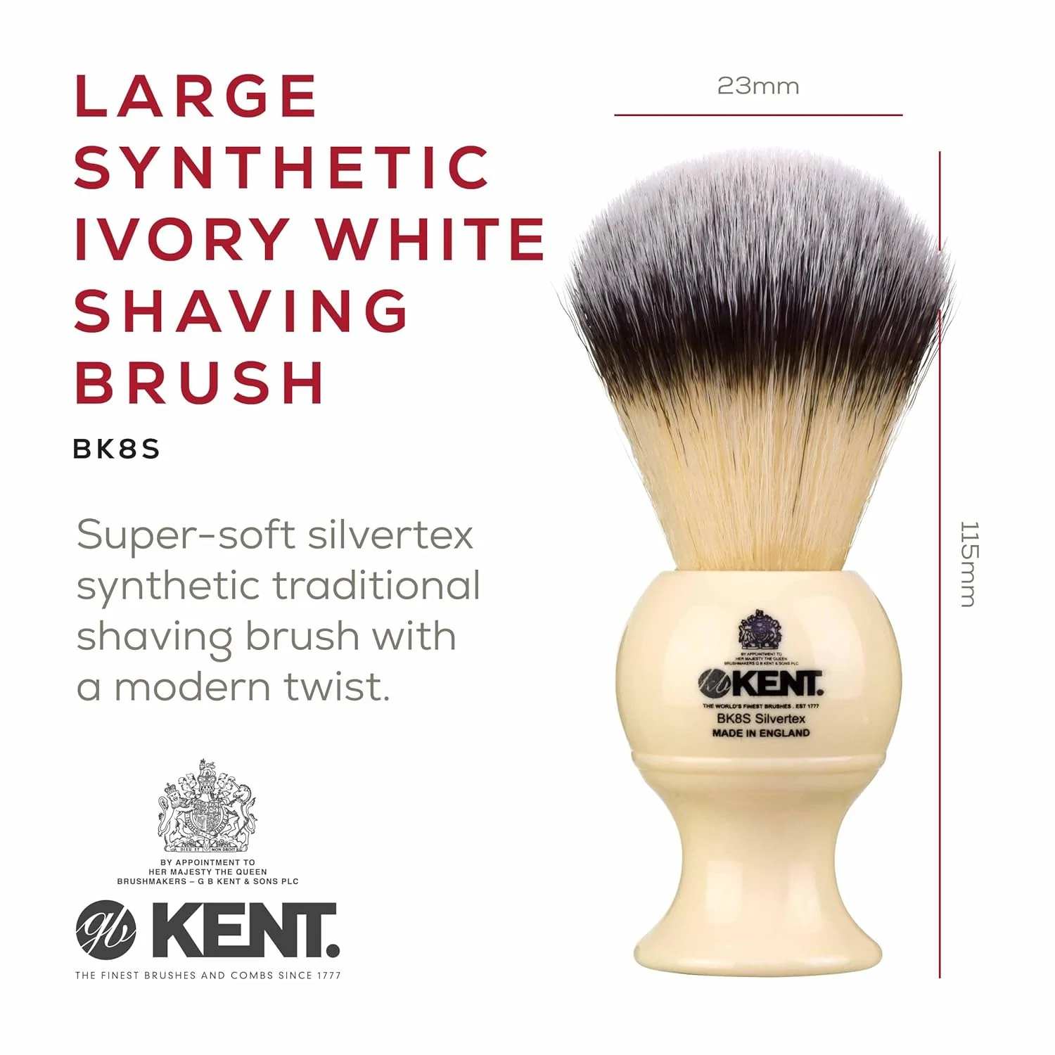 Kent BK8S Synthetic Shaving Brush Large - Image 2