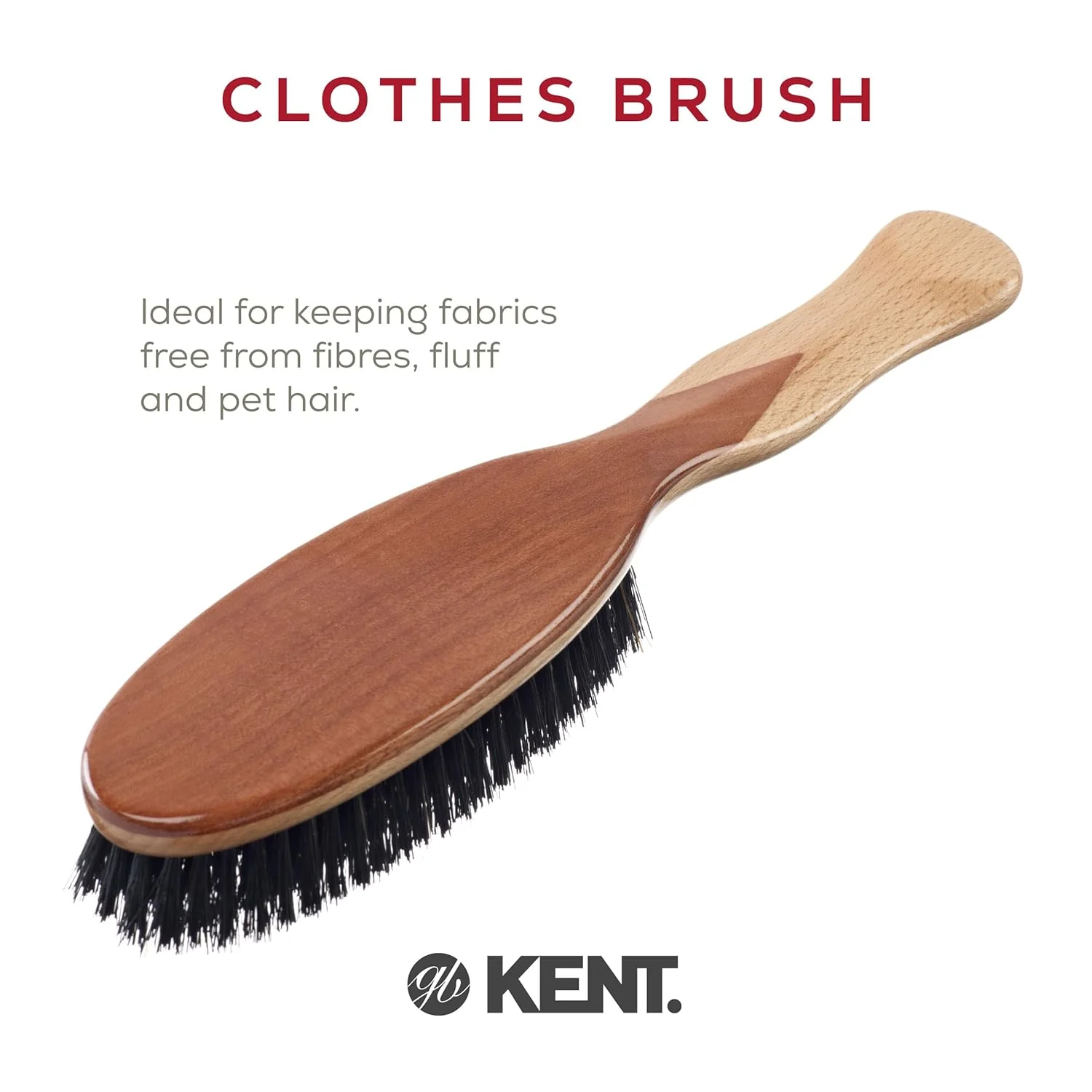 Kent Black Boar Bristle Two Toned Cherrywood Clothes Brush - Image 3