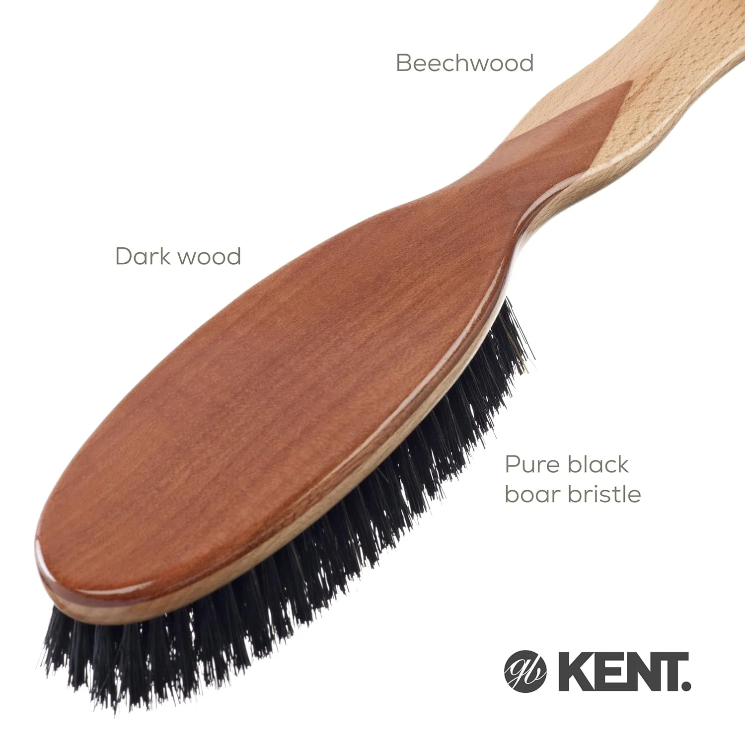 Kent Black Boar Bristle Two Toned Cherrywood Clothes Brush - Image 5