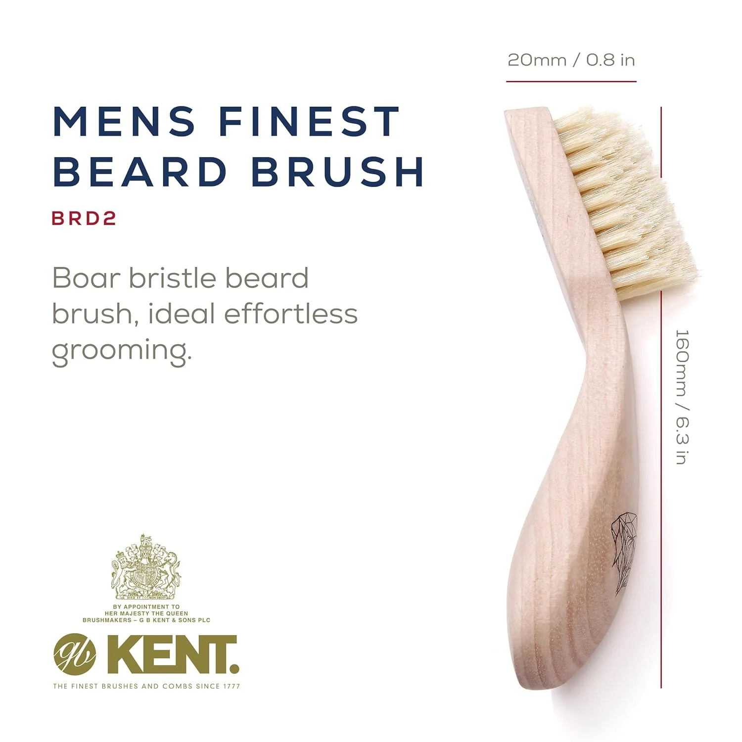 Kent BRD2 Mens Beard Mustache Brush - Image 2
