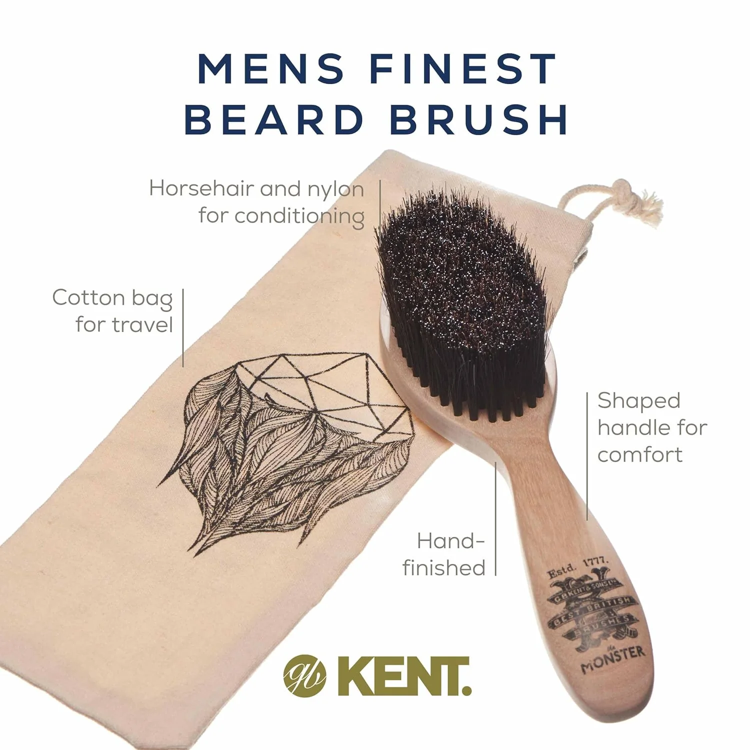 Kent BRD5 Monster Mens Beard and Mustache Brush - Image 4