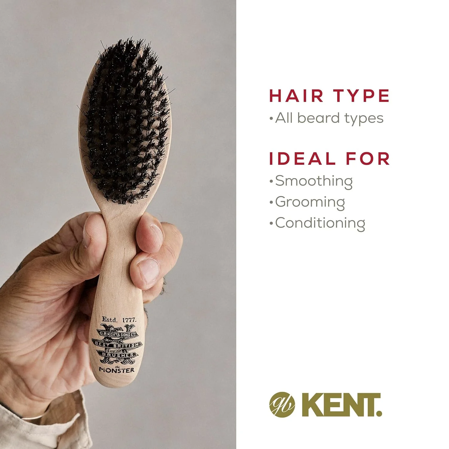 Kent BRD5 Monster Mens Beard and Mustache Brush - Image 6