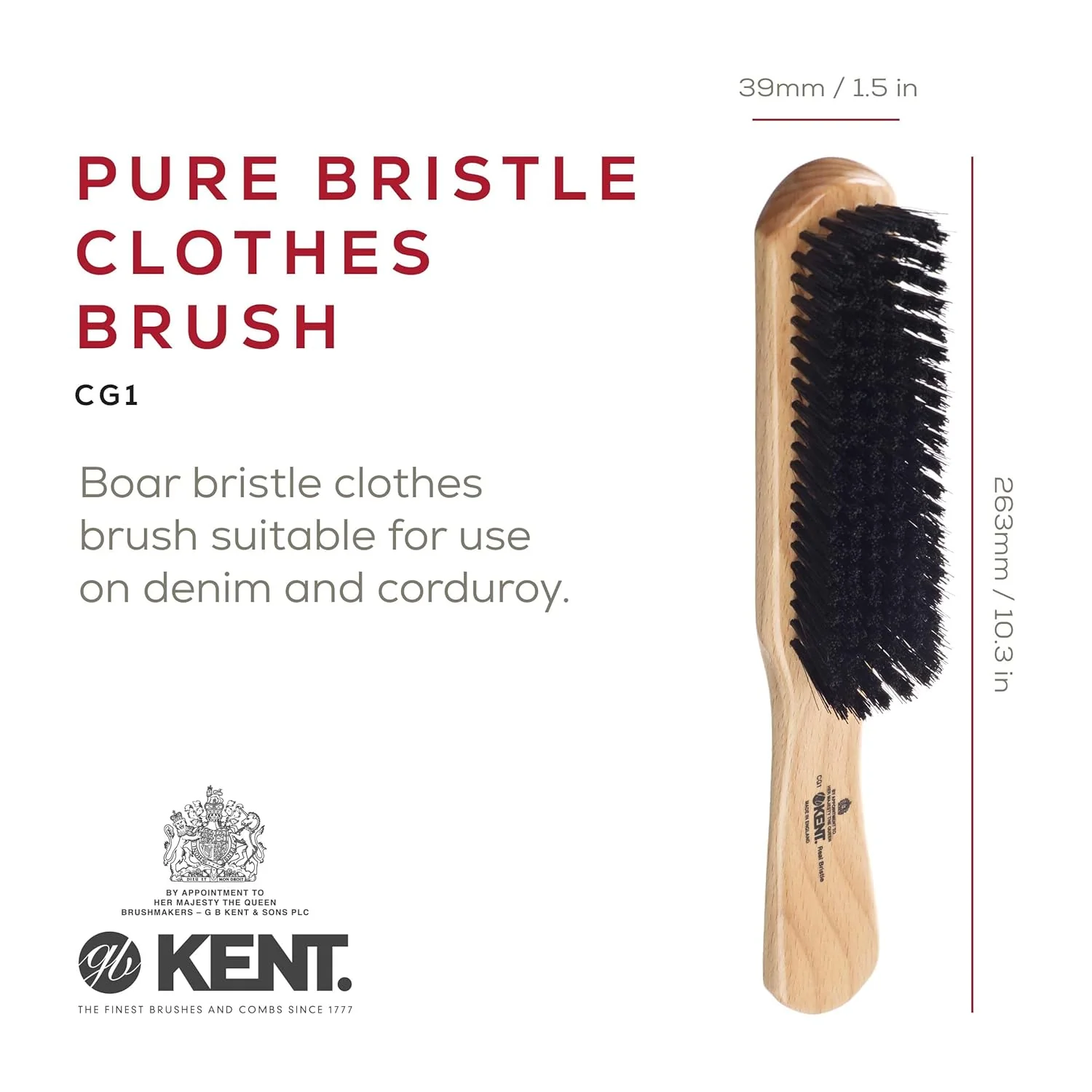 Kent CG1 Handcrafted Clothes Brush Travel - Image 2