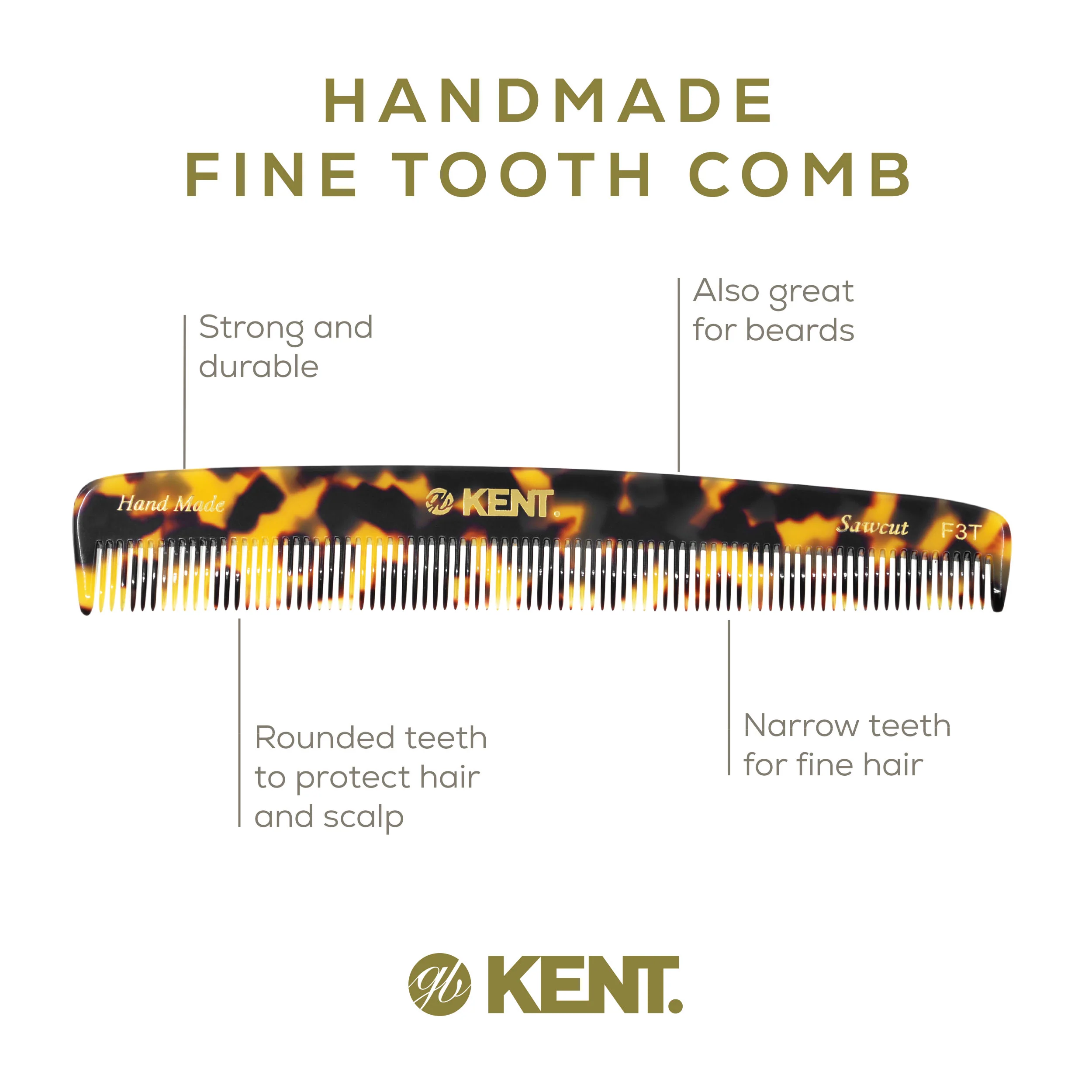 Kent F3T Fine Tooth Dressing Comb - Image 4