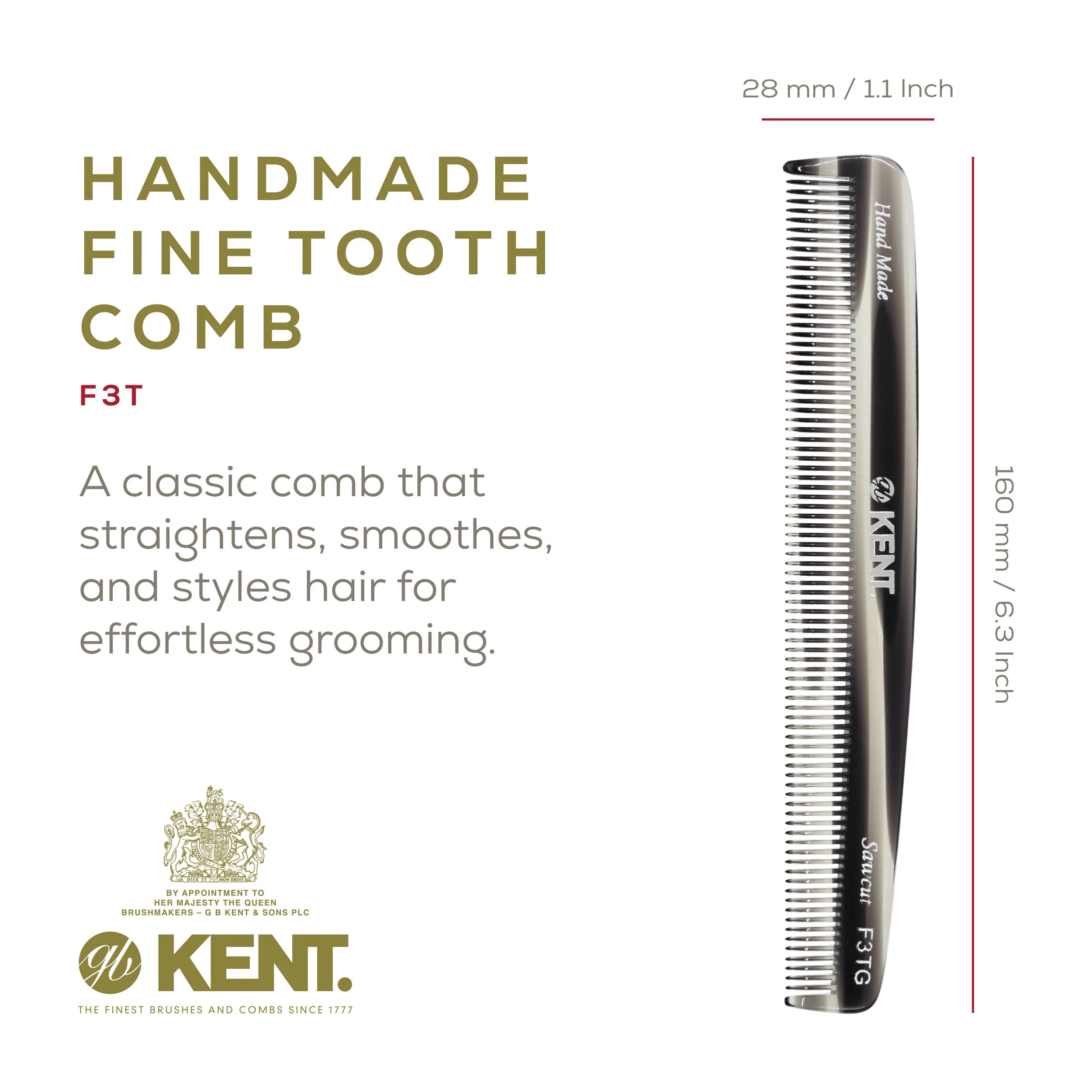 Kent F3T Fine Tooth Dressing Comb - Image 8