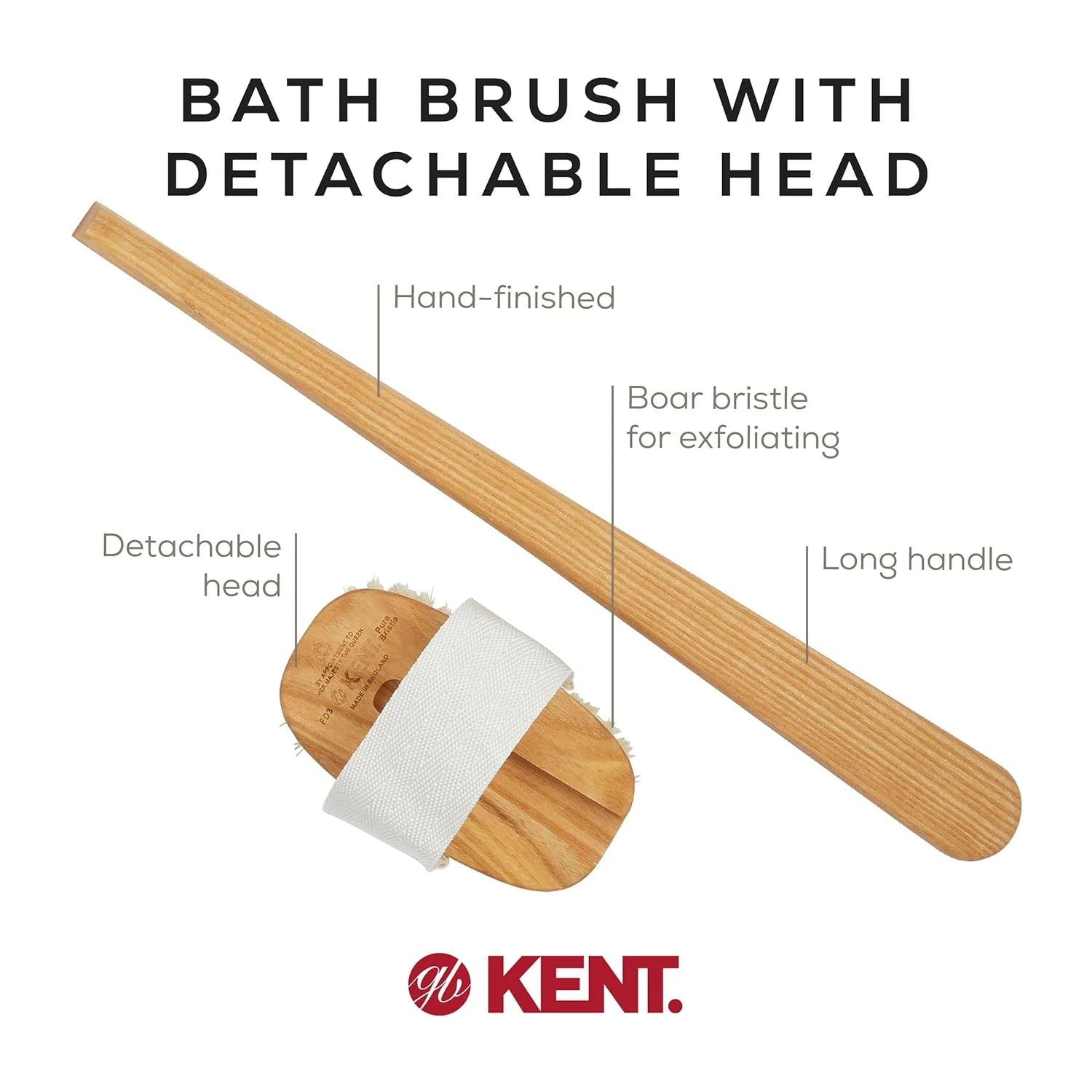 Boar Bristle Body Scrubbing Shower Brush Detachable Head - Image 4