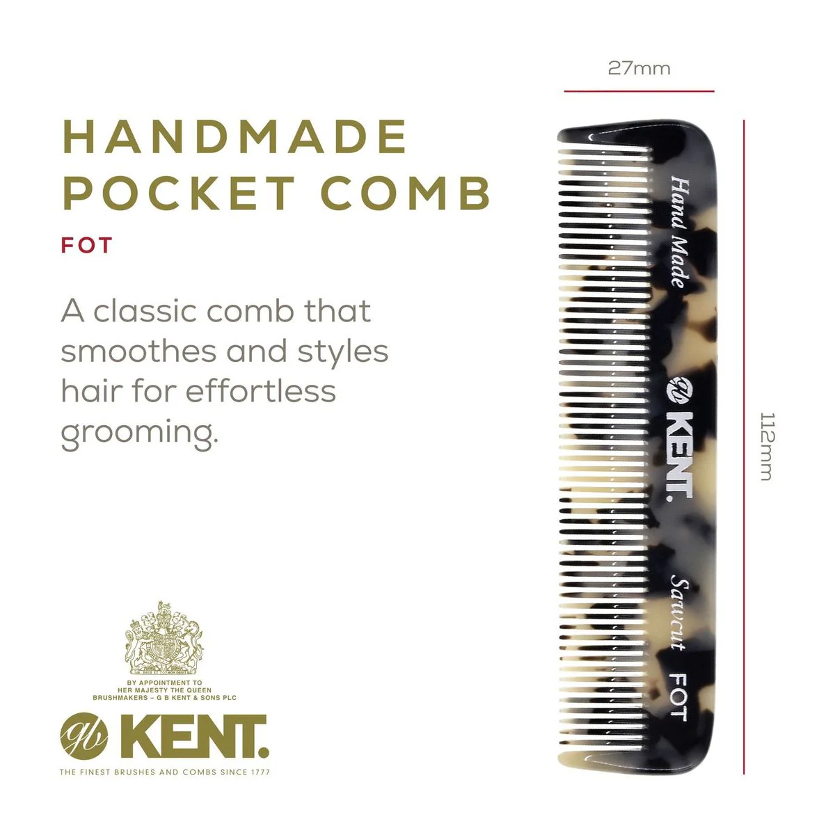 Kent FOT Fine Tooth Pocket Comb - Image 13