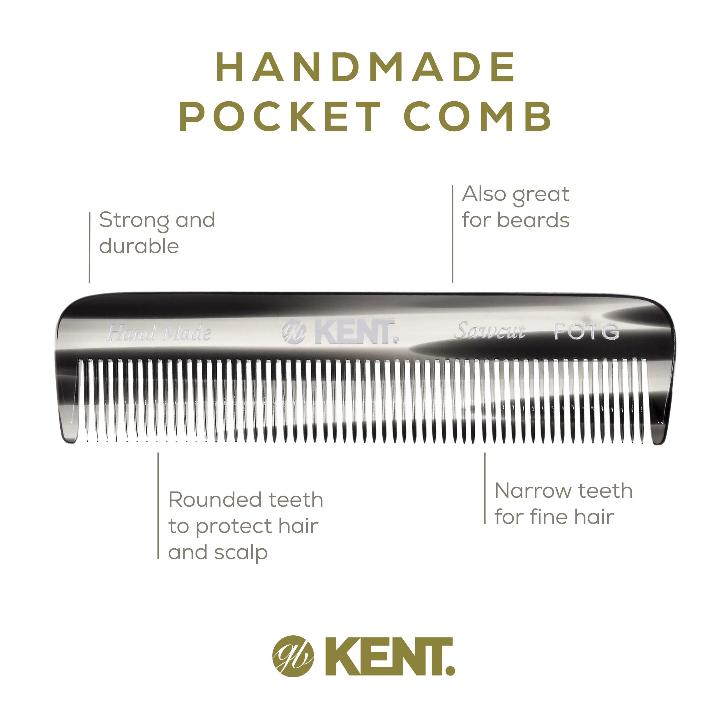 Kent FOT Fine Tooth Pocket Comb - Image 26