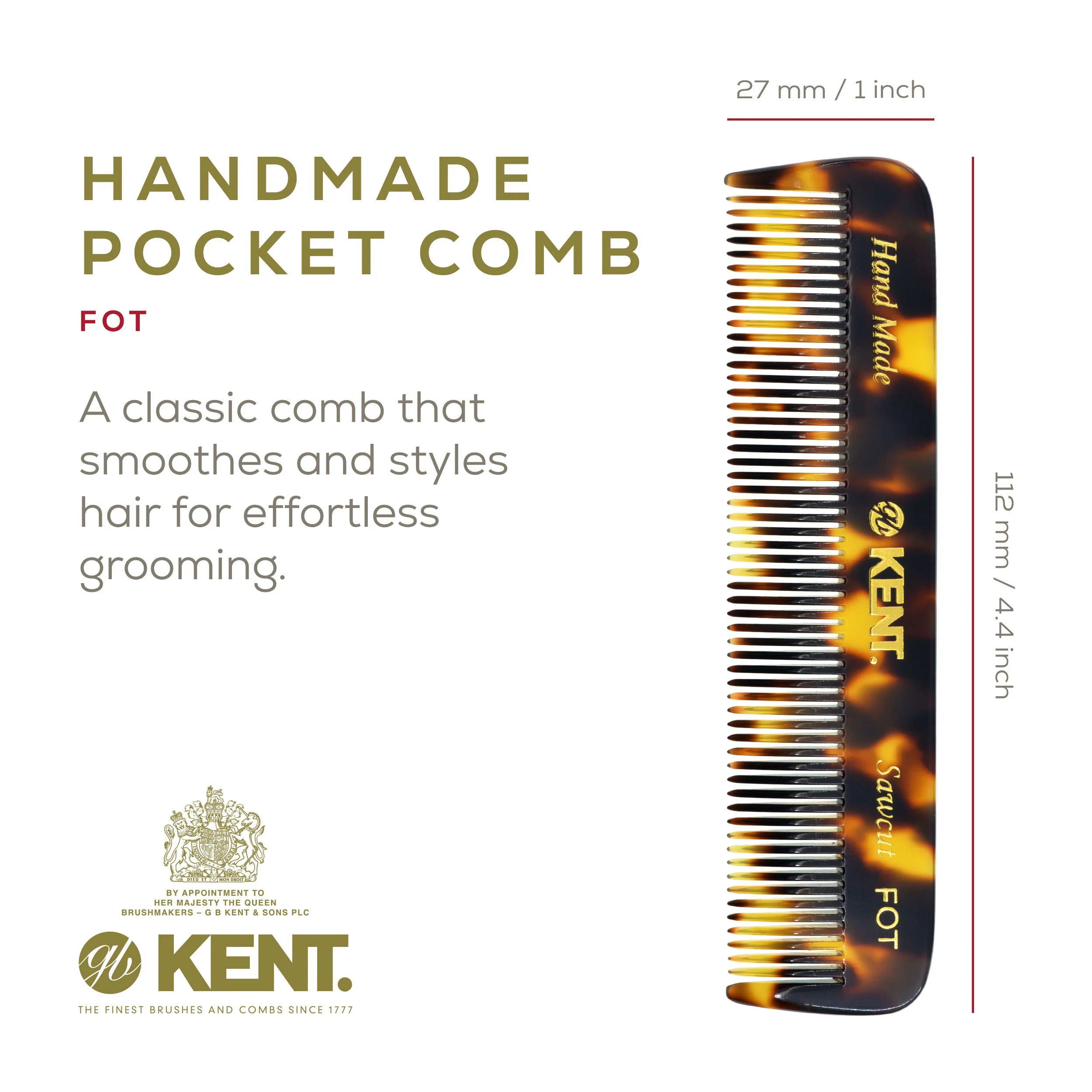 Kent FOT Fine Tooth Pocket Comb - Image 7