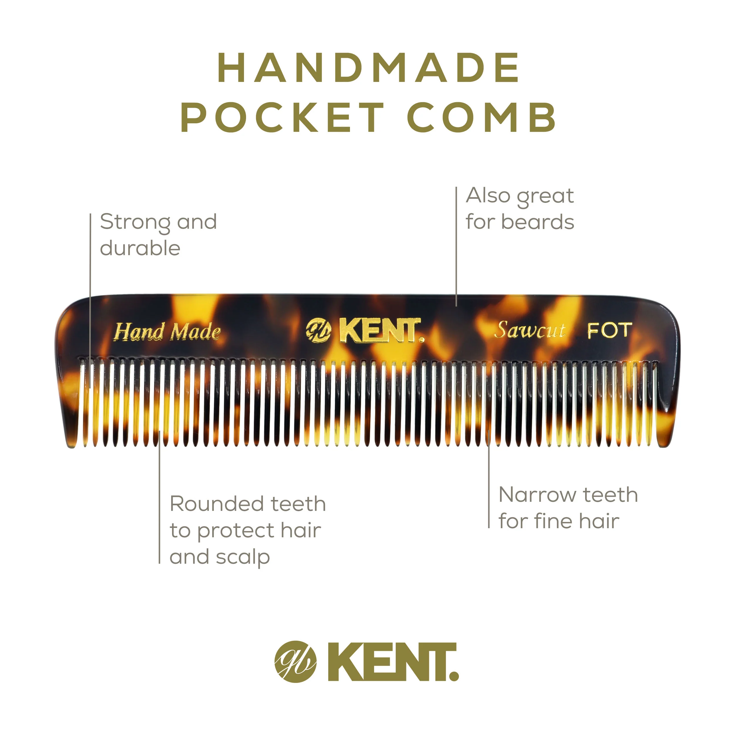 Kent FOT Fine Tooth Pocket Comb - Image 9