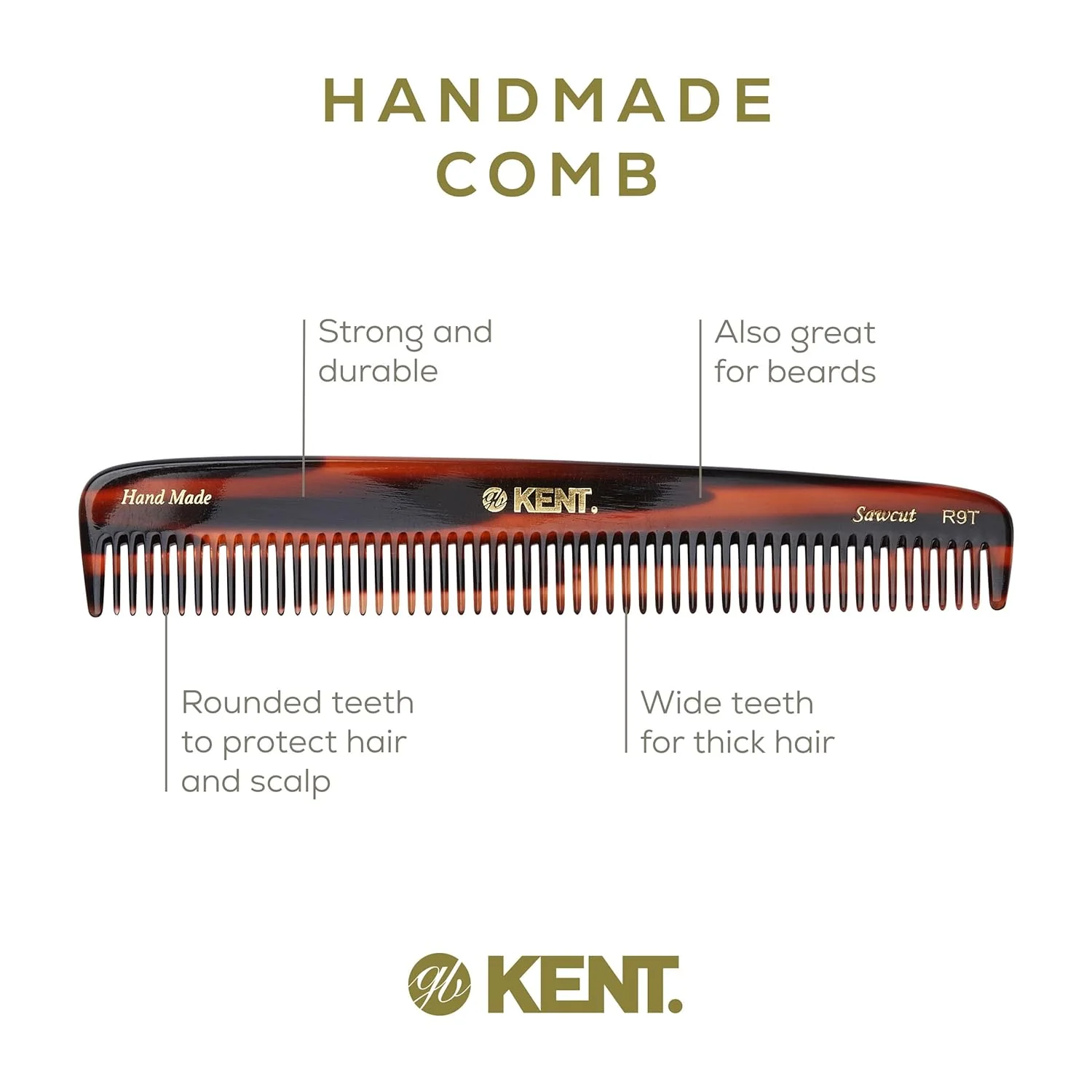Kent R9T Wide Tooth Handmade Comb - Image 4