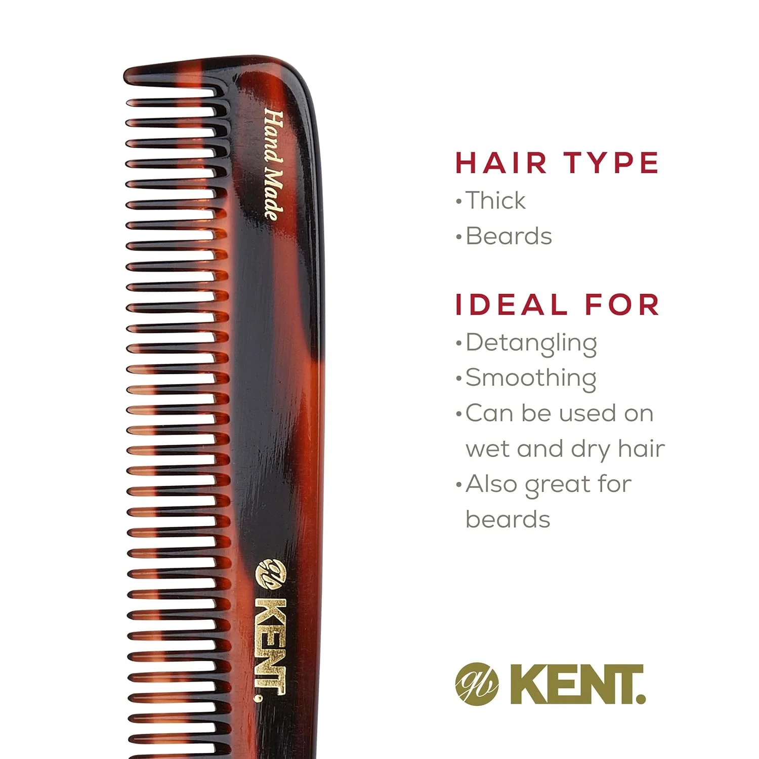 Kent R9T Wide Tooth Handmade Comb - Image 6