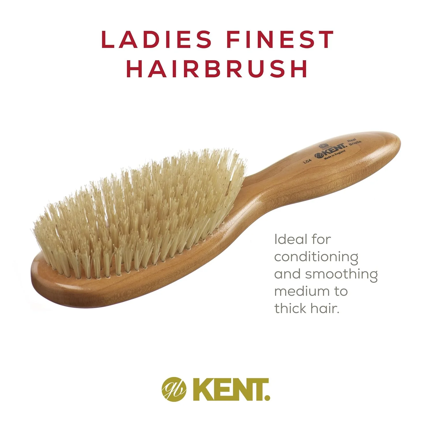 Kent LC4 Oval Cherrywood Ladies Brush - Image 3