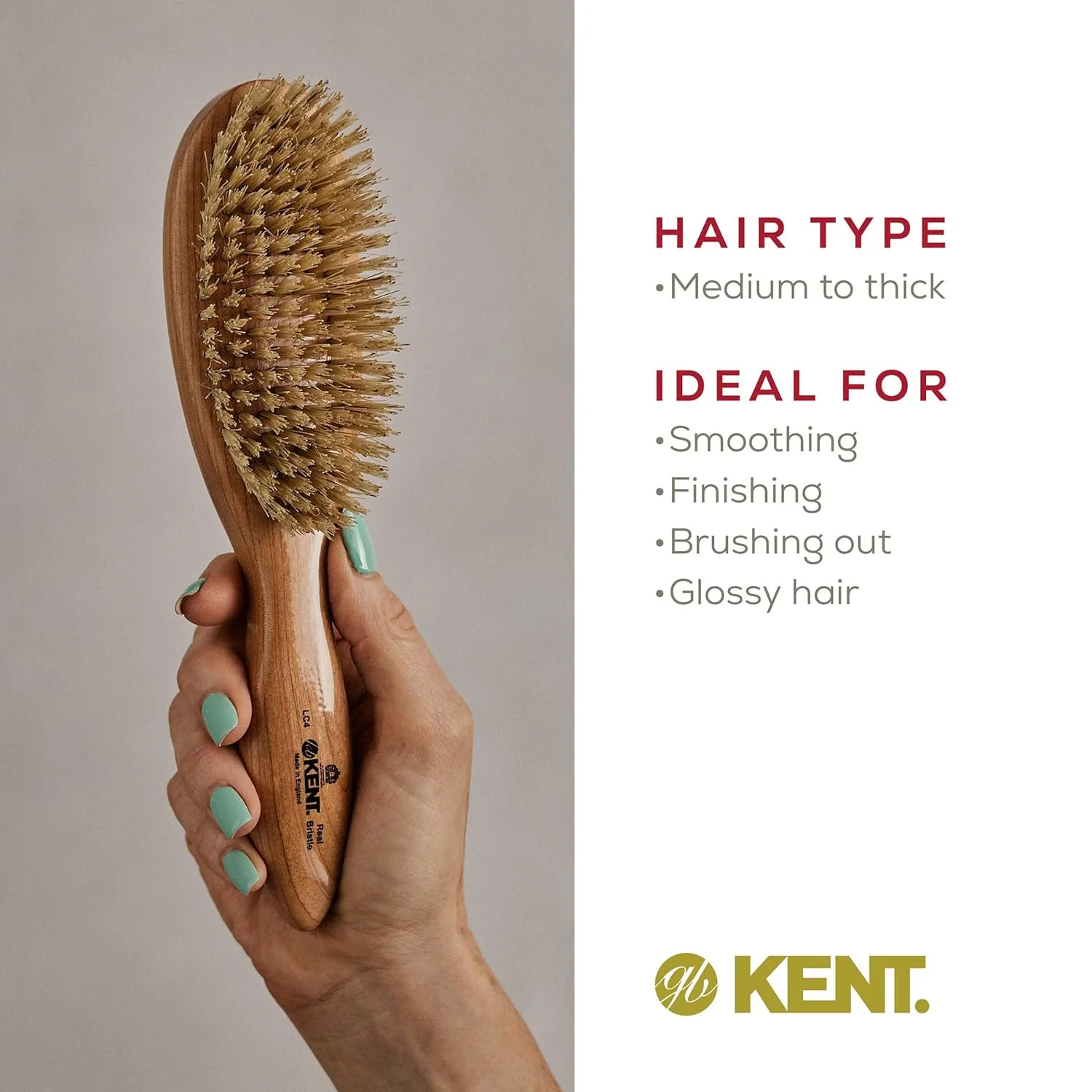 Kent LC4 Oval Cherrywood Ladies Brush - Image 6