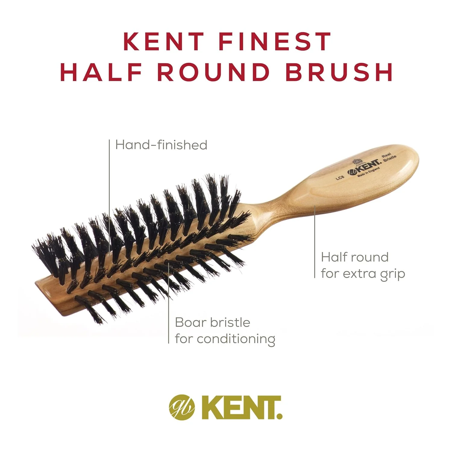 Kent LC8 Half Radial Cherrywood Black Bristle - Image 4