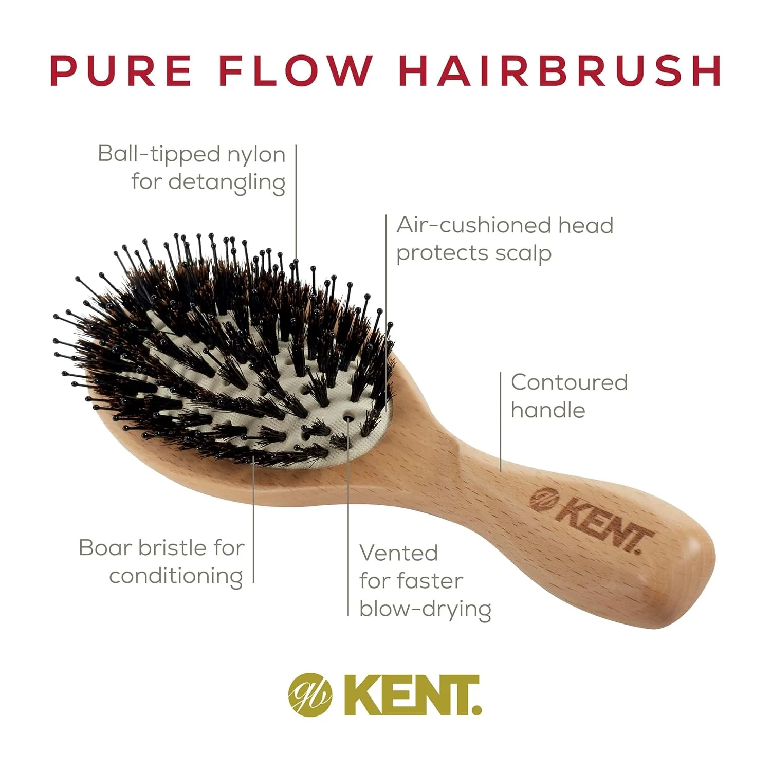 Kent LPF1 Pure Flow Oval Vented Brush - Image 4