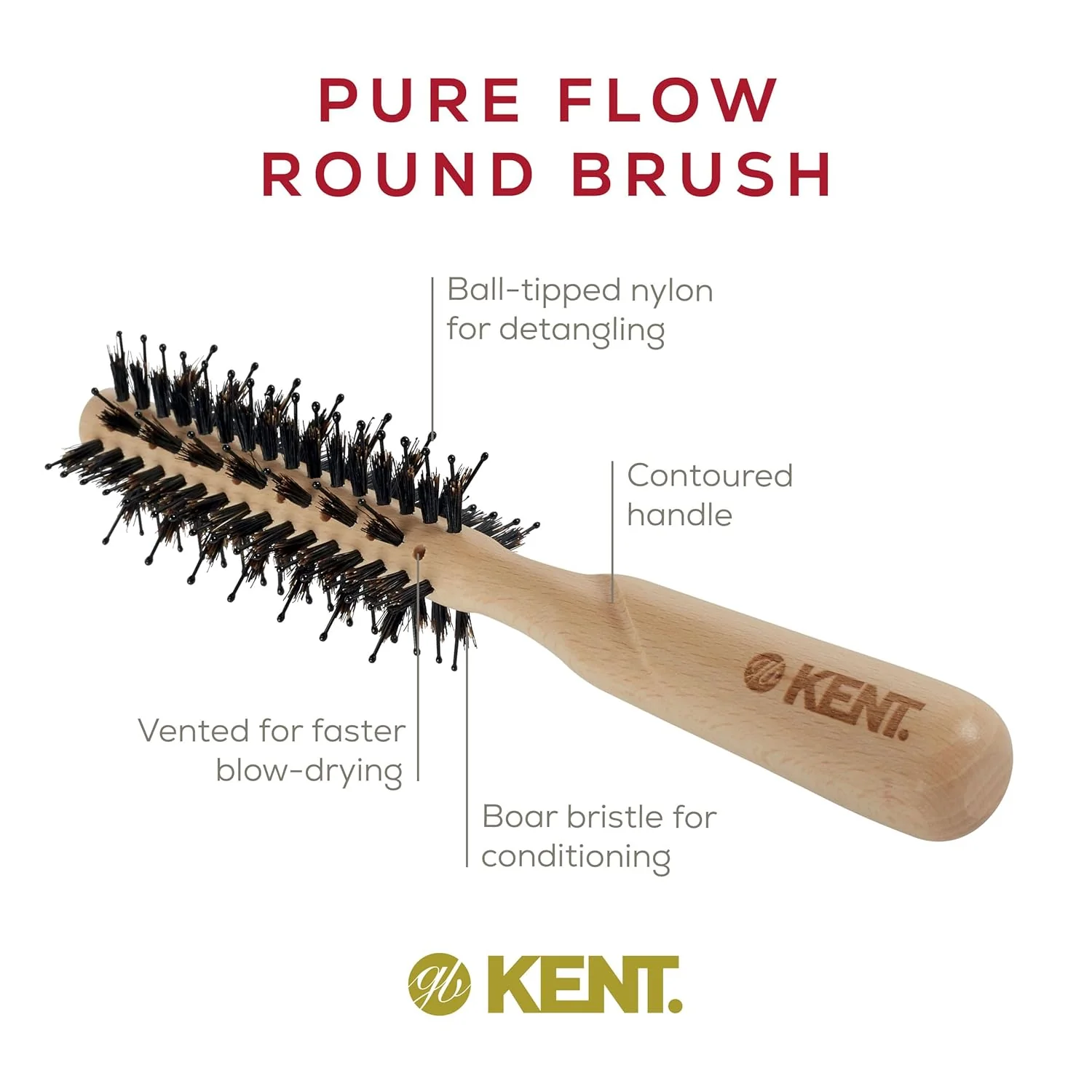 Kent LPF4 Pure Flow Vented Round Brush - Image 4