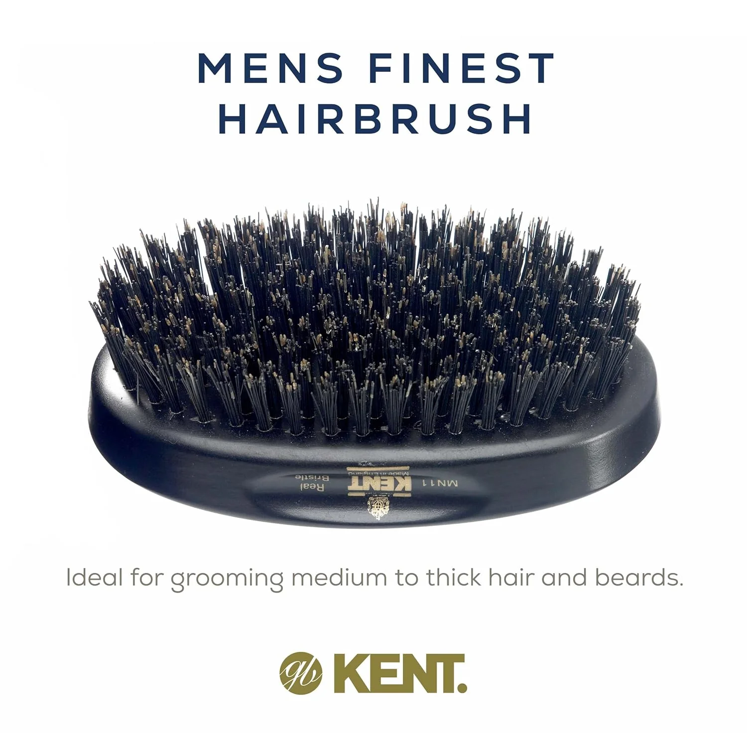 Kent MN11 Oval Ebony Wood Brush - Image 3