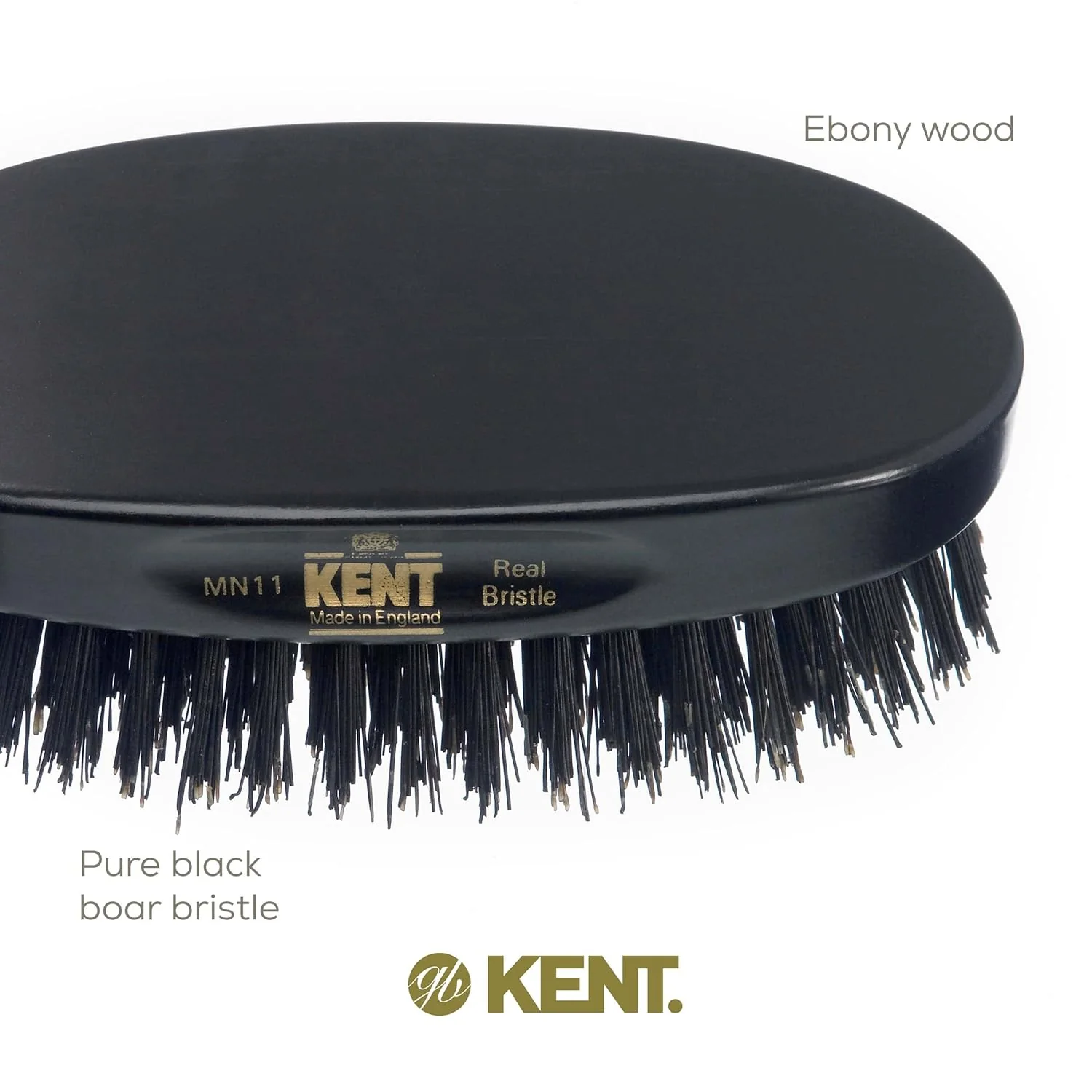 Kent MN11 Oval Ebony Wood Brush - Image 5