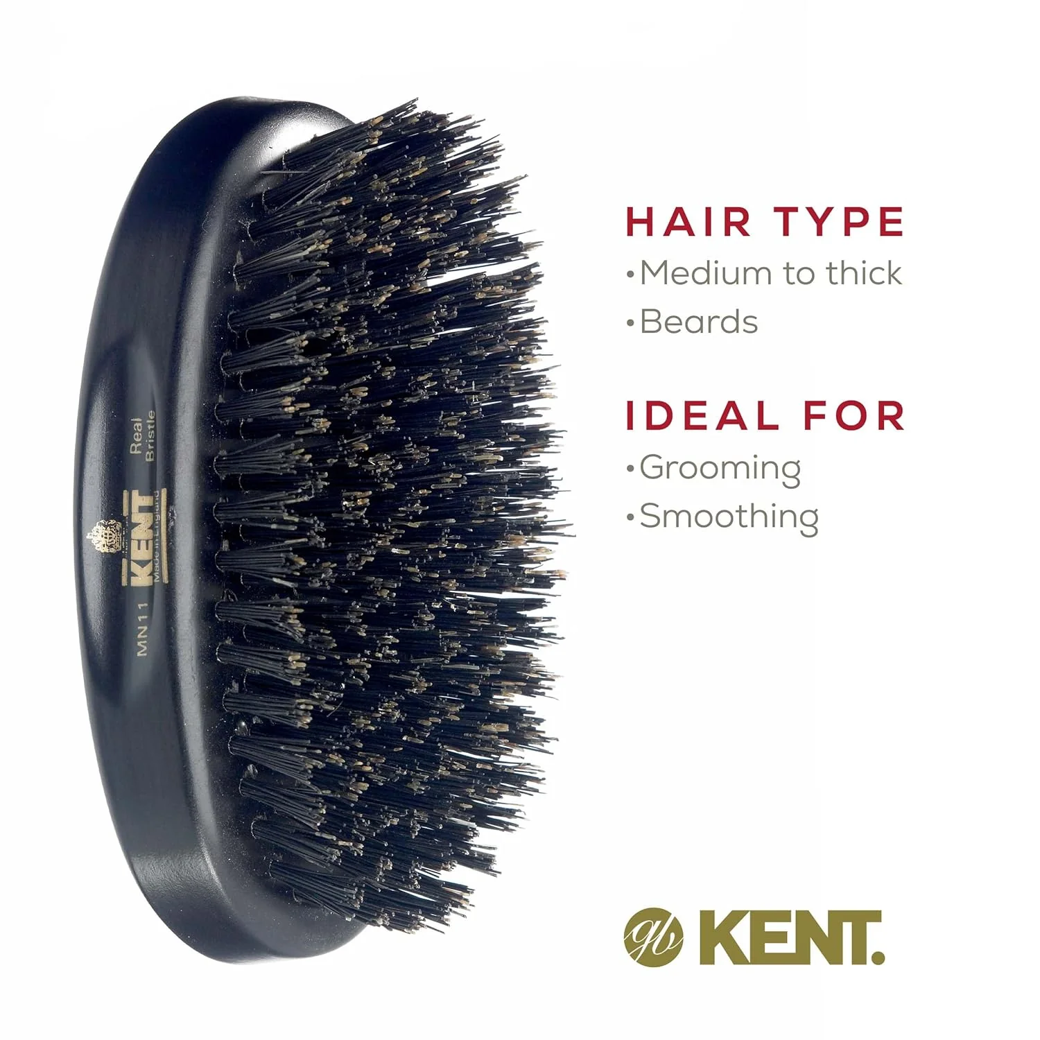Kent MN11 Oval Ebony Wood Brush - Image 6