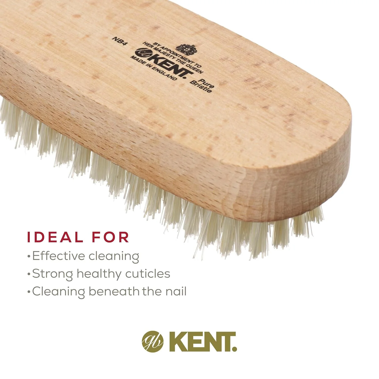 Kent NB4 Natural Bristle Beechwood Nail Brush - Image 6