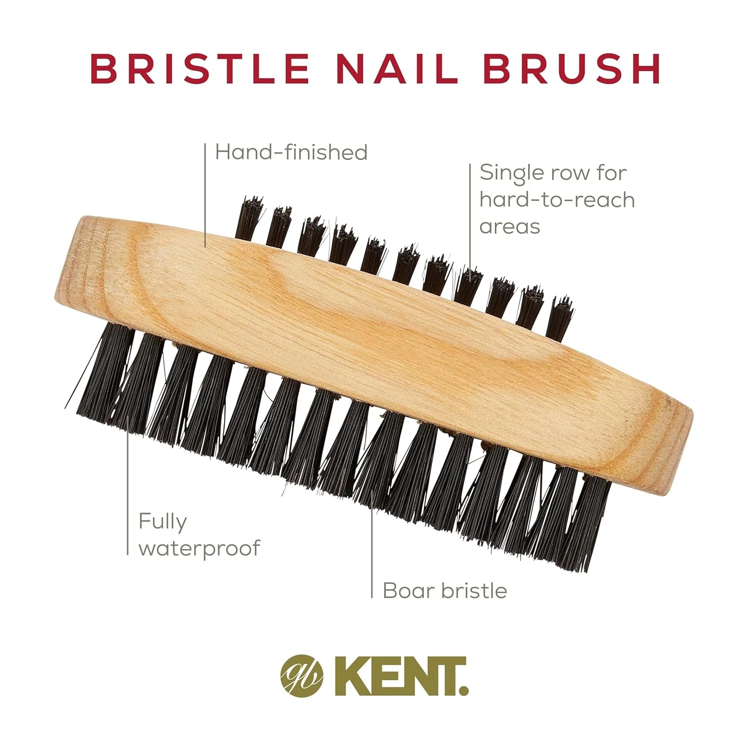 Kent NB2 Beechwood Nail Brush - Image 4
