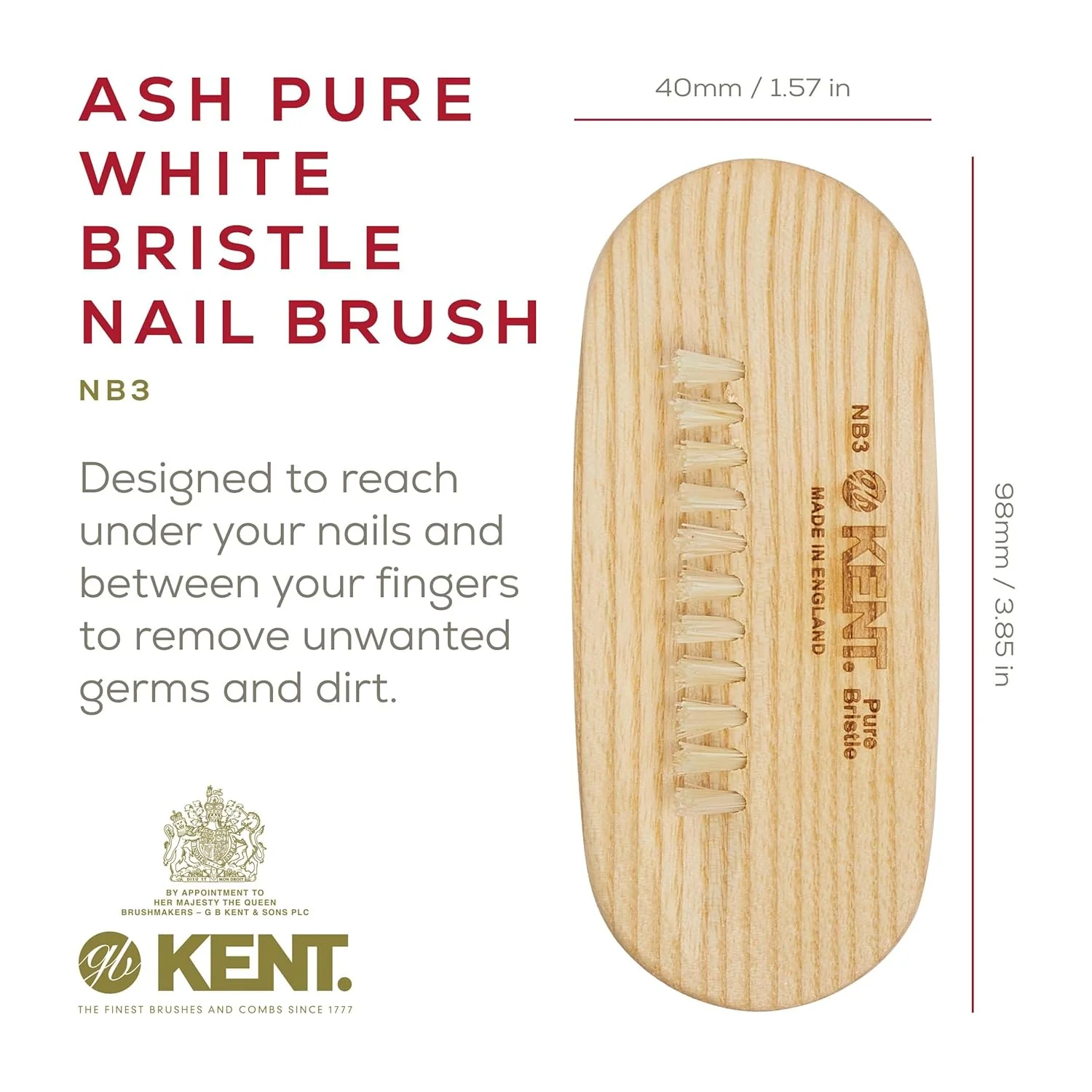 Kent NB2 Beechwood Nail Brush - Image 8