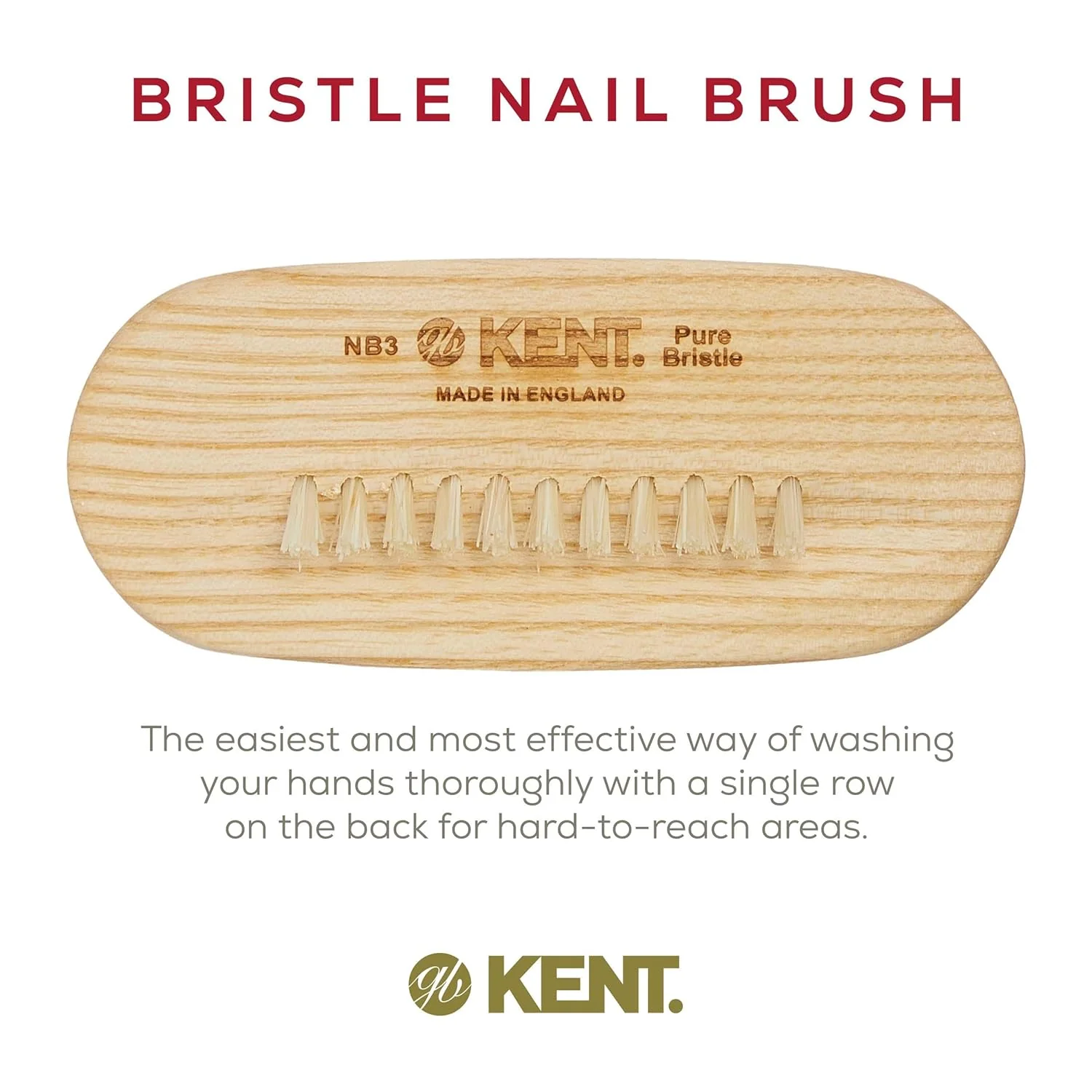 Kent NB2 Beechwood Nail Brush - Image 9