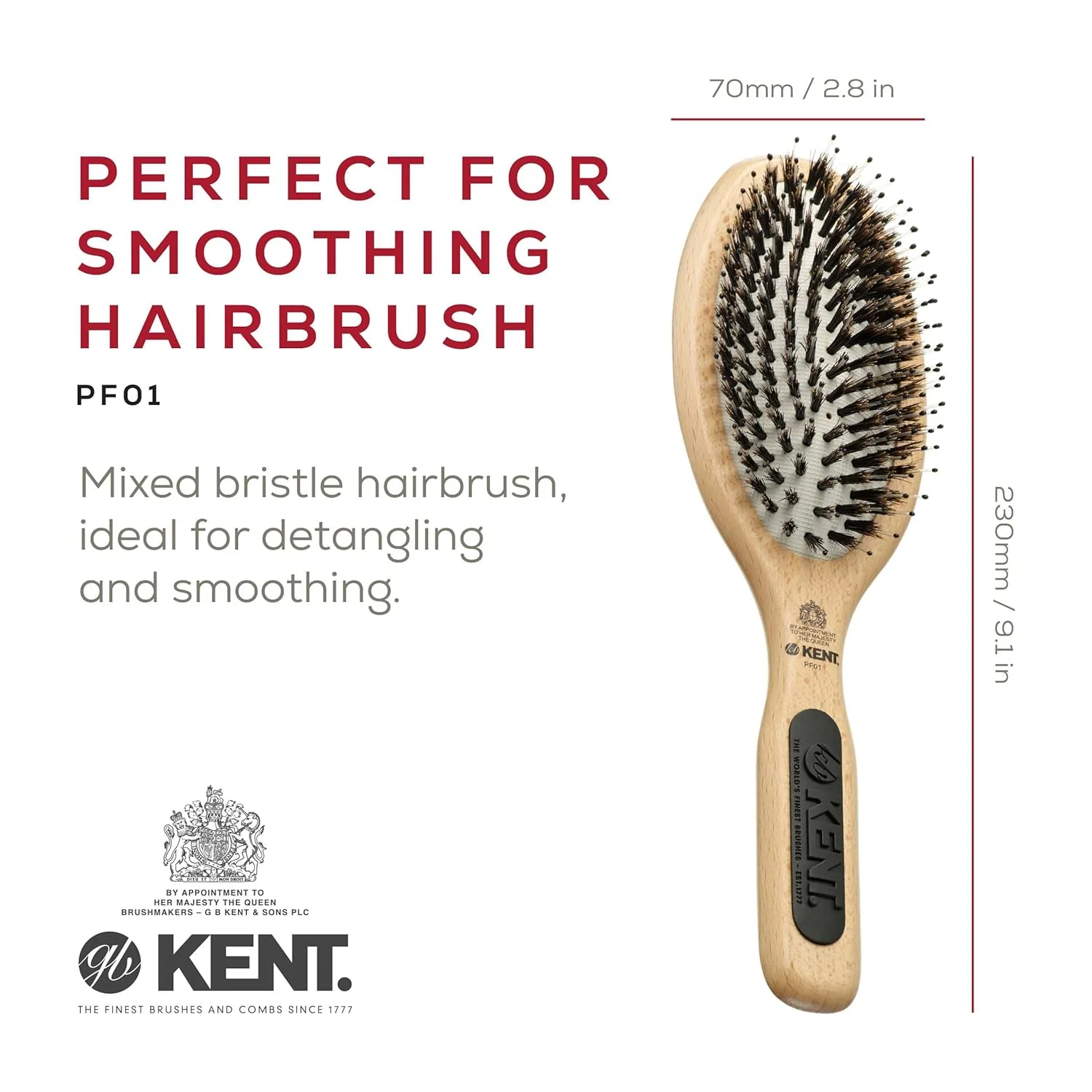 Kent NS01/PF01 Pure Bristle Cushion Brush - Image 2