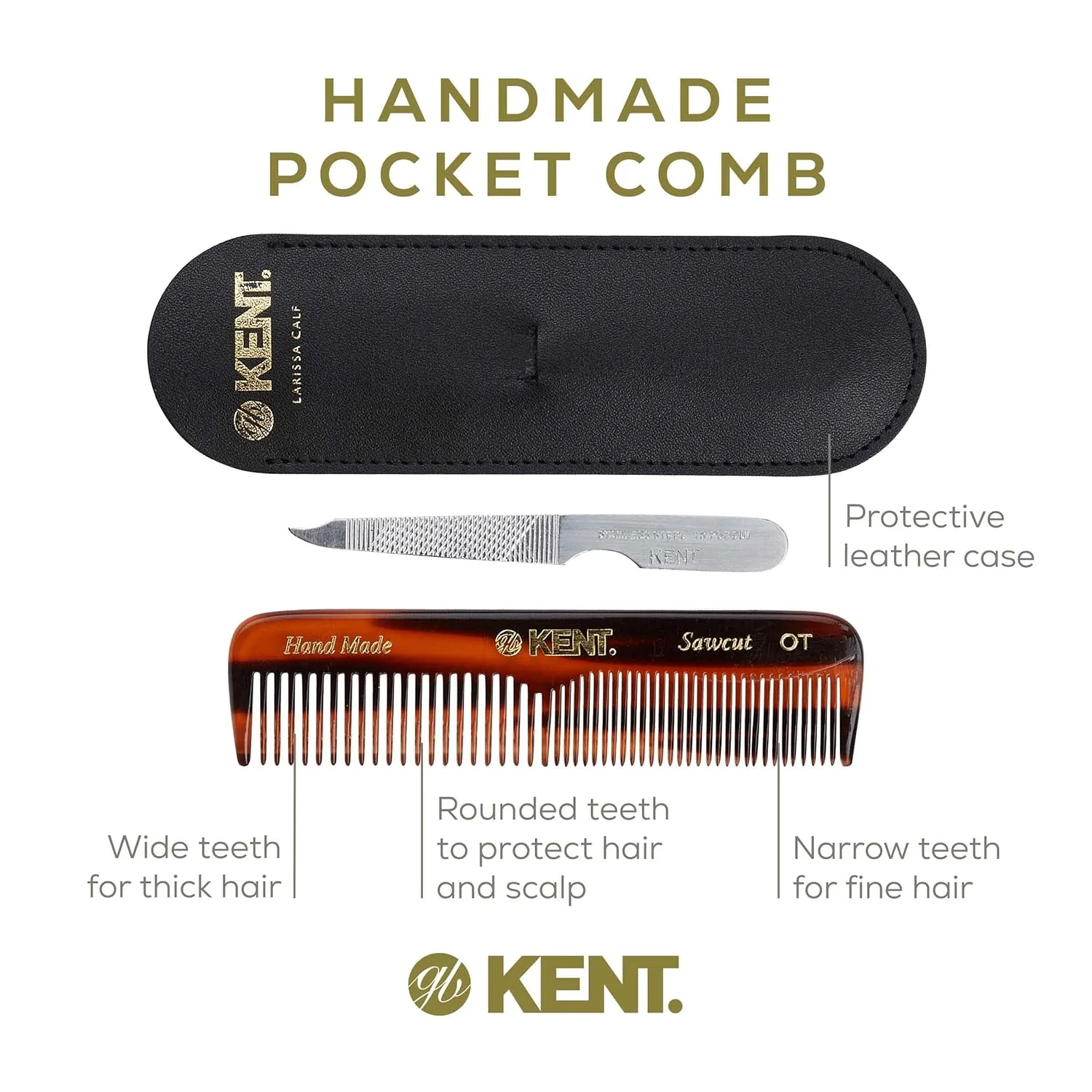 Kent NU19 OT Pocket Comb with Leather Case - Image 4