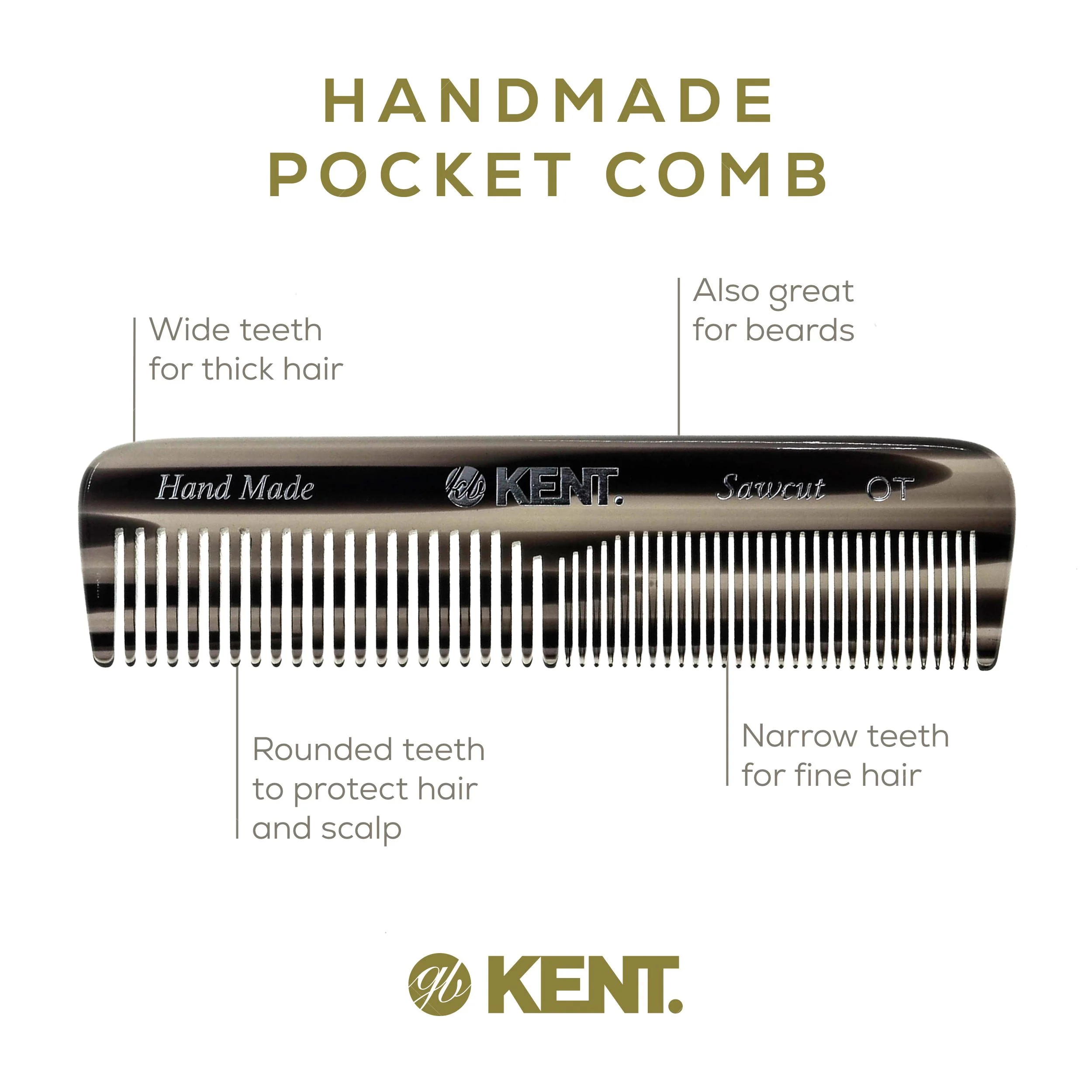 Kent OT Mixed Tooth Pocket Comb - Image 16