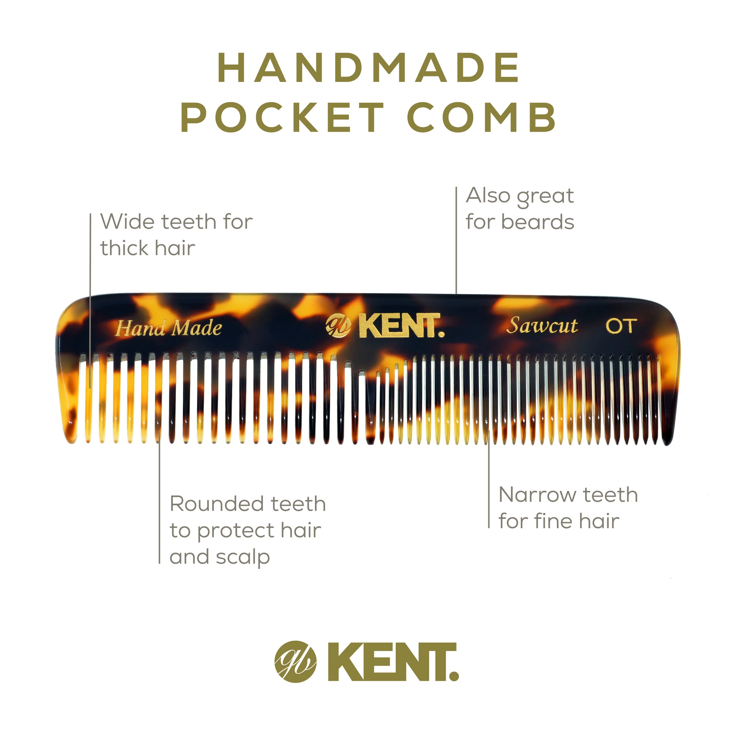 Kent OT Mixed Tooth Pocket Comb - Image 3