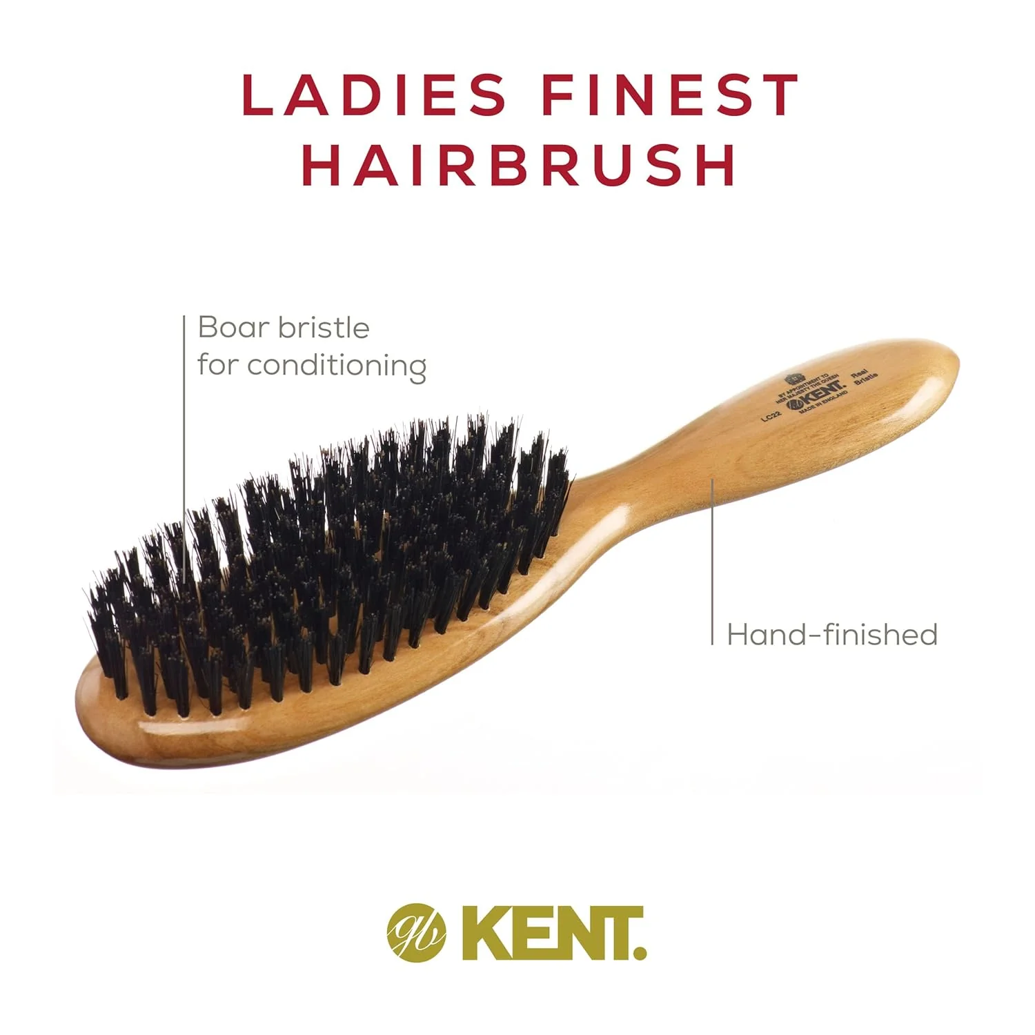 Kent LC22 Oval Cherrywood Ladies Brush - Image 4