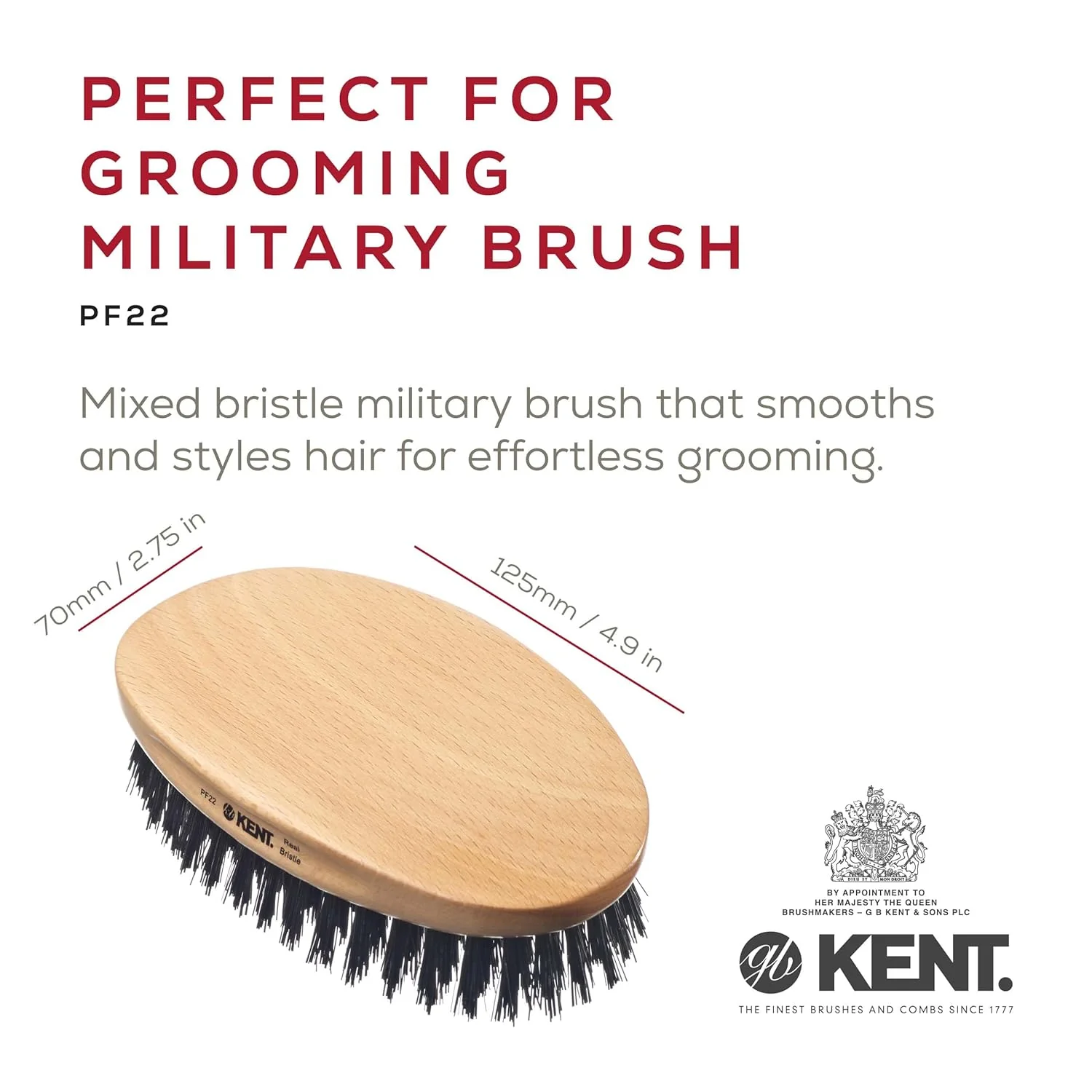 Kent PF22 Mens Military Oval Brush - Image 2