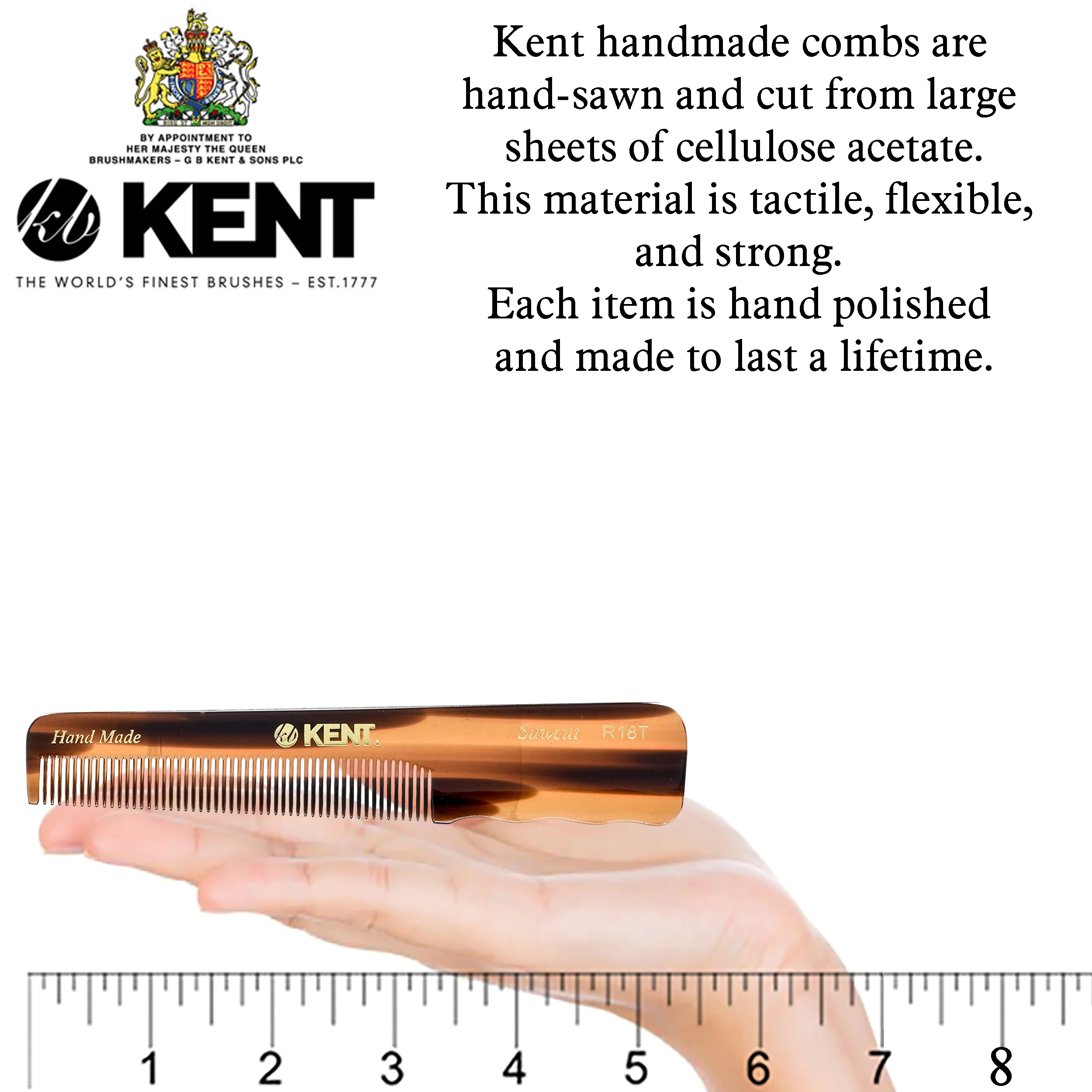 Kent R18T Fine Tooth Pocket Comb - Image 2