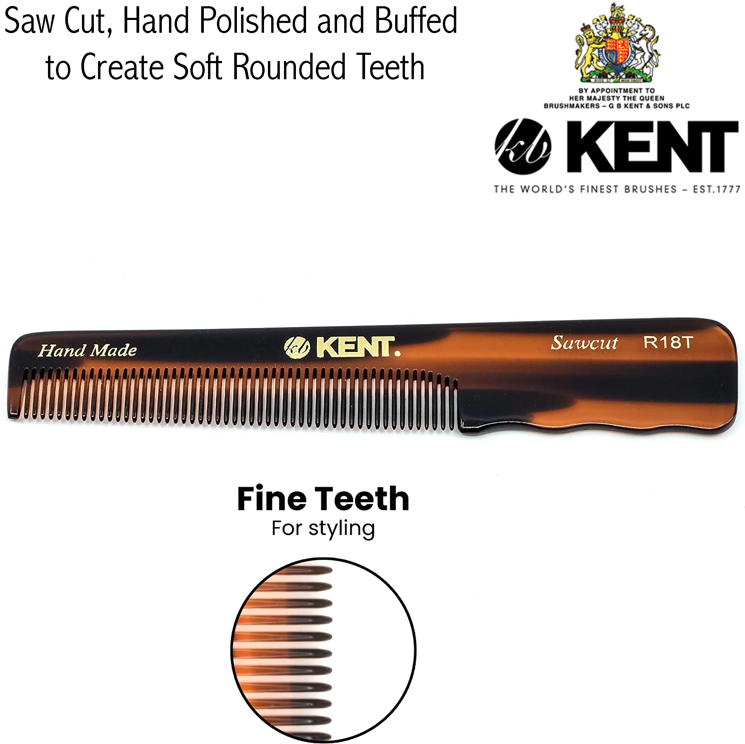 Kent R18T Fine Tooth Pocket Comb - Image 3