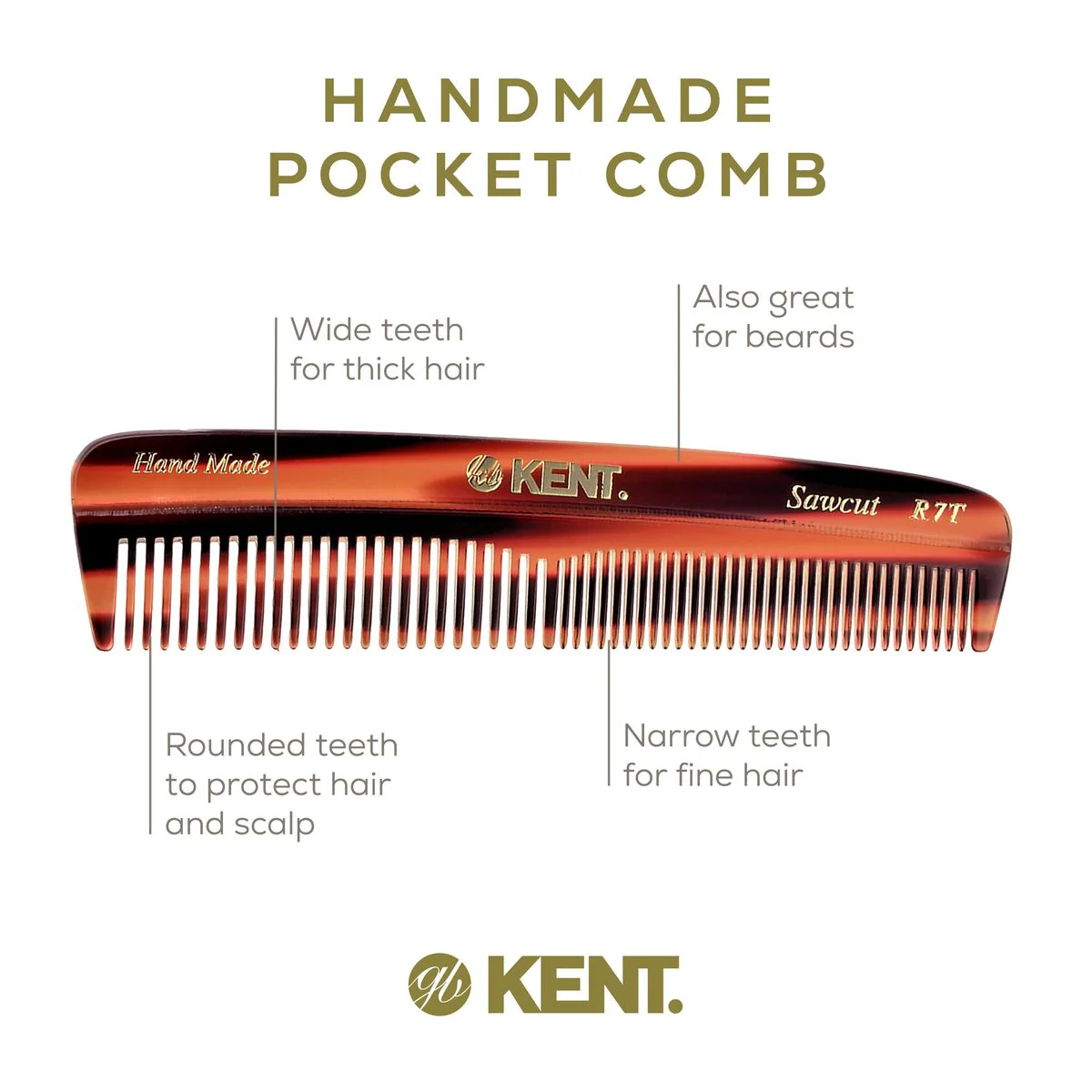 Kent R7T Mixed Tooth Pocket Comb - Image 15