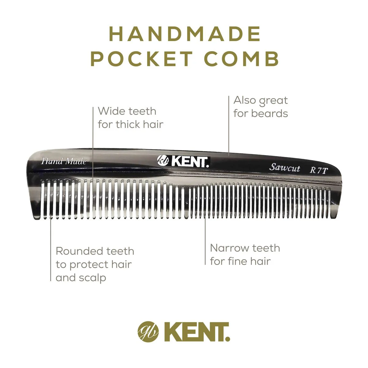 Kent R7T Mixed Tooth Pocket Comb - Image 21