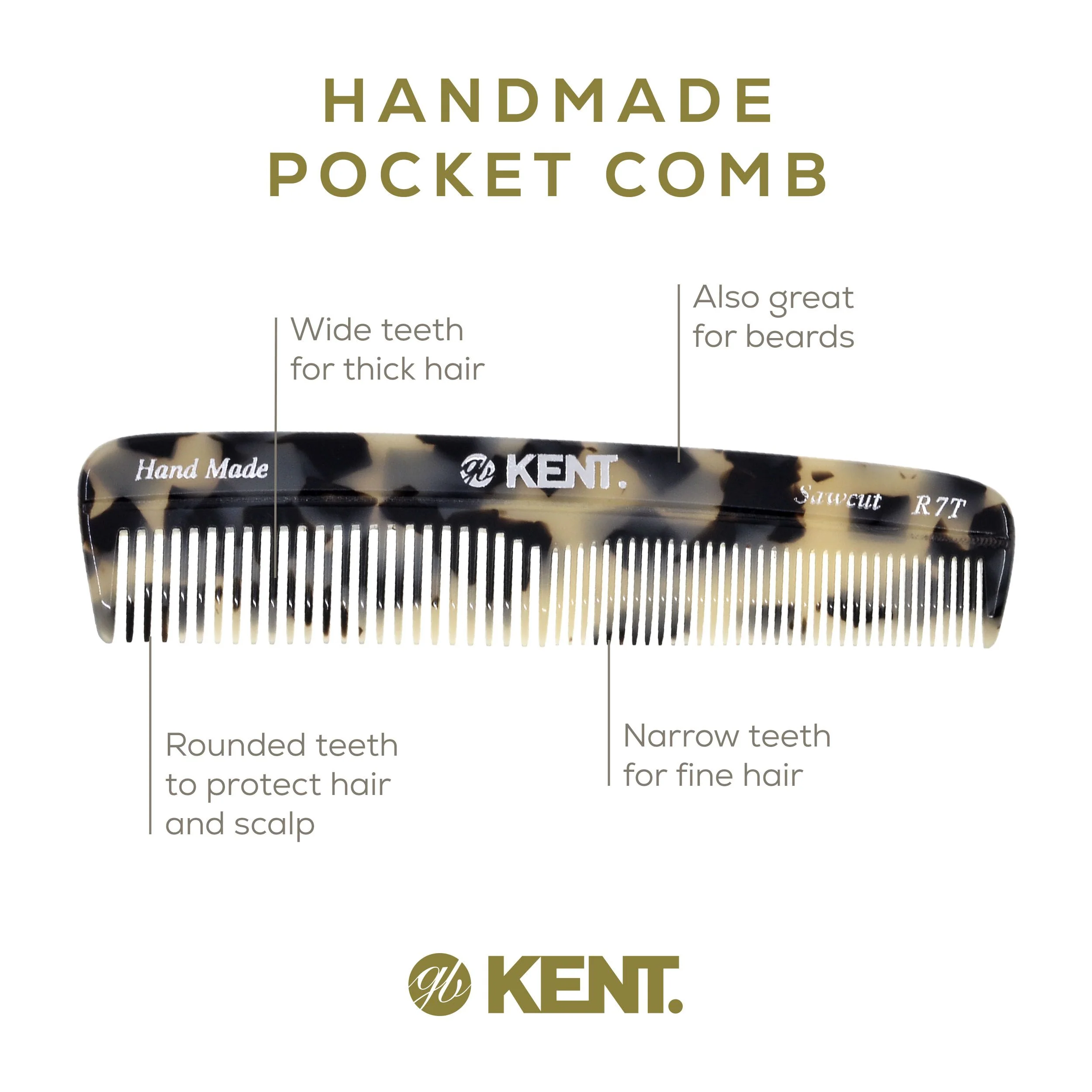 Kent R7T Mixed Tooth Pocket Comb - Image 27
