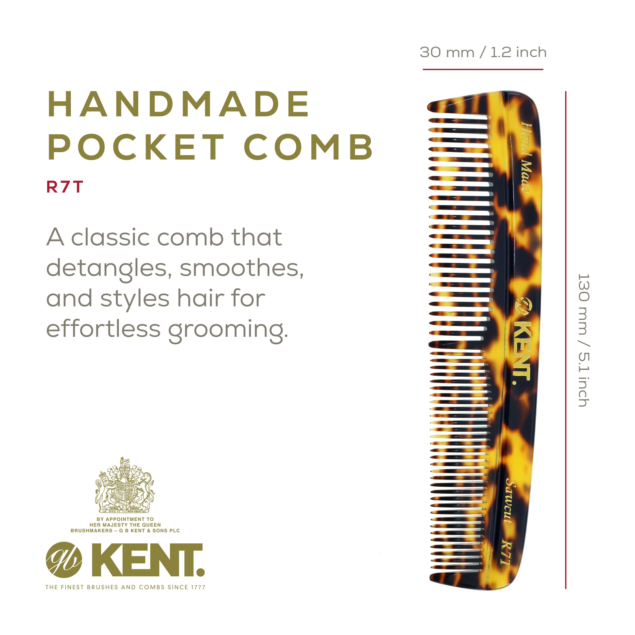 Kent R7T Mixed Tooth Pocket Comb - Image 7