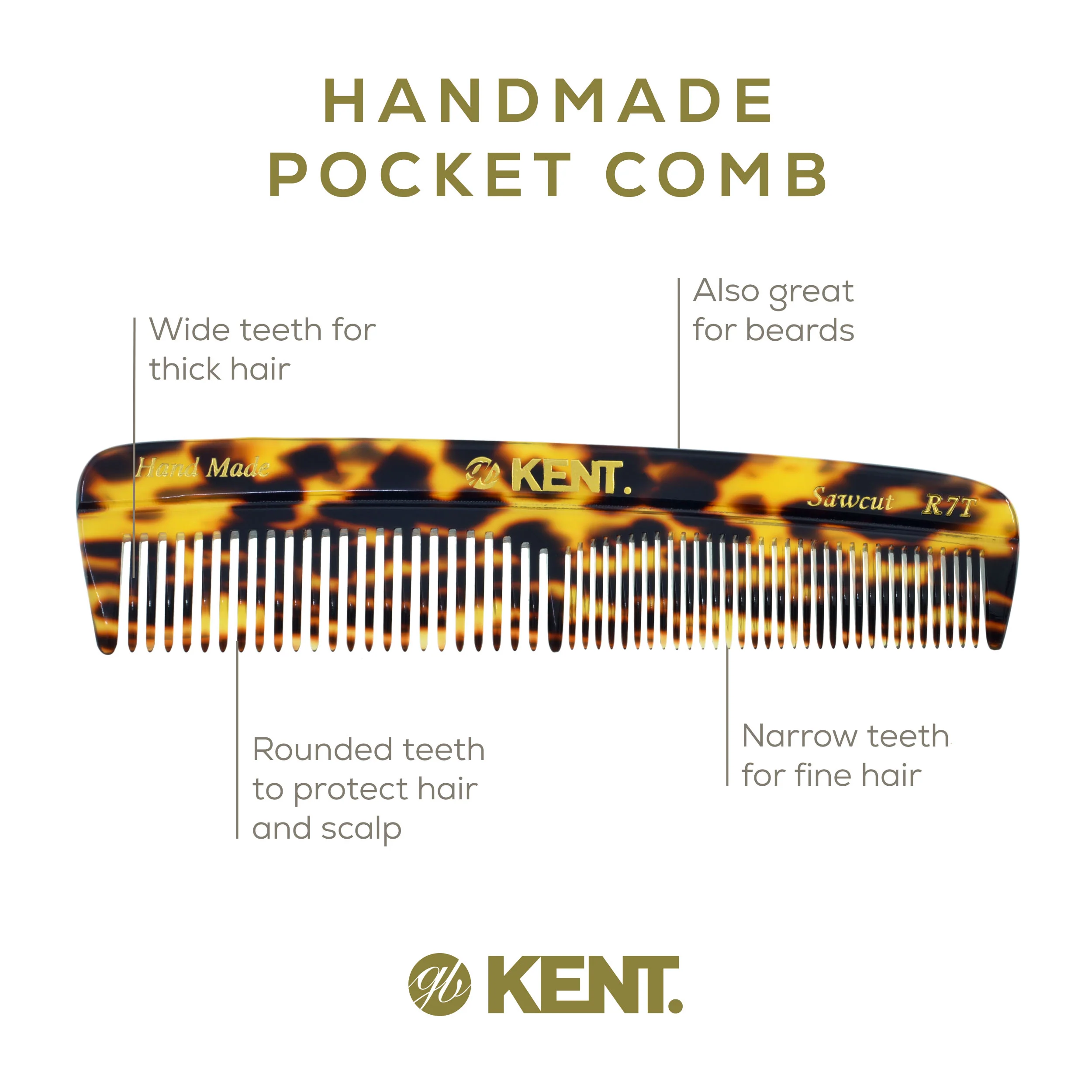 Kent R7T Mixed Tooth Pocket Comb - Image 8