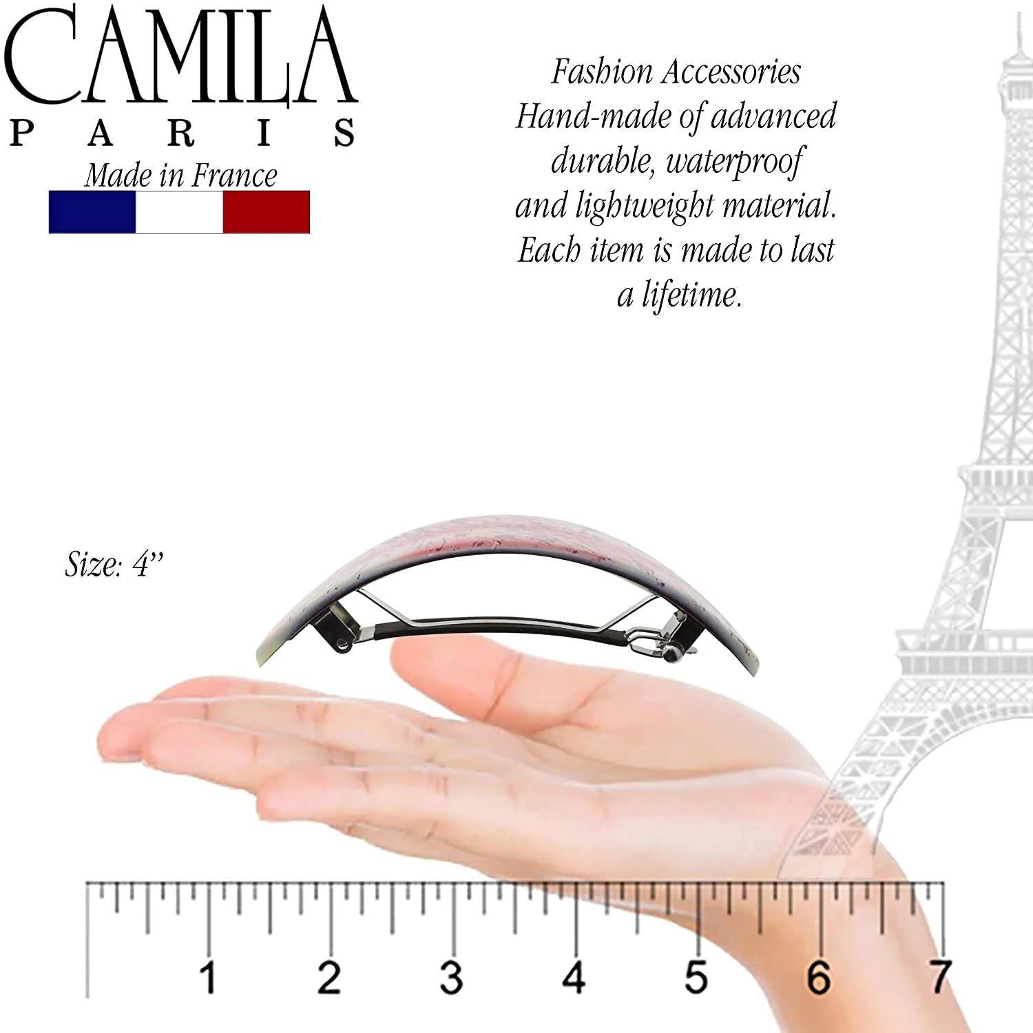 Camila Paris Large Hand Painted Oval No-Slip Barrette - Image 10