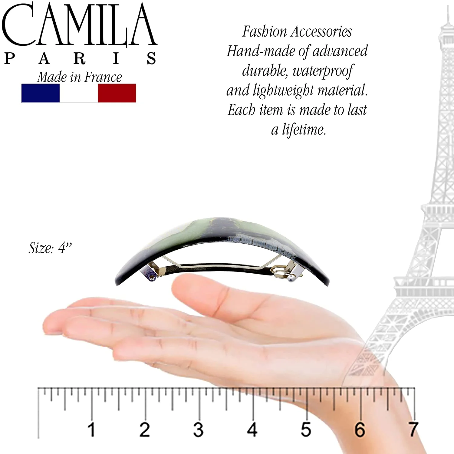 Camila Paris Large Hand Painted Oval No-Slip Barrette - Image 14