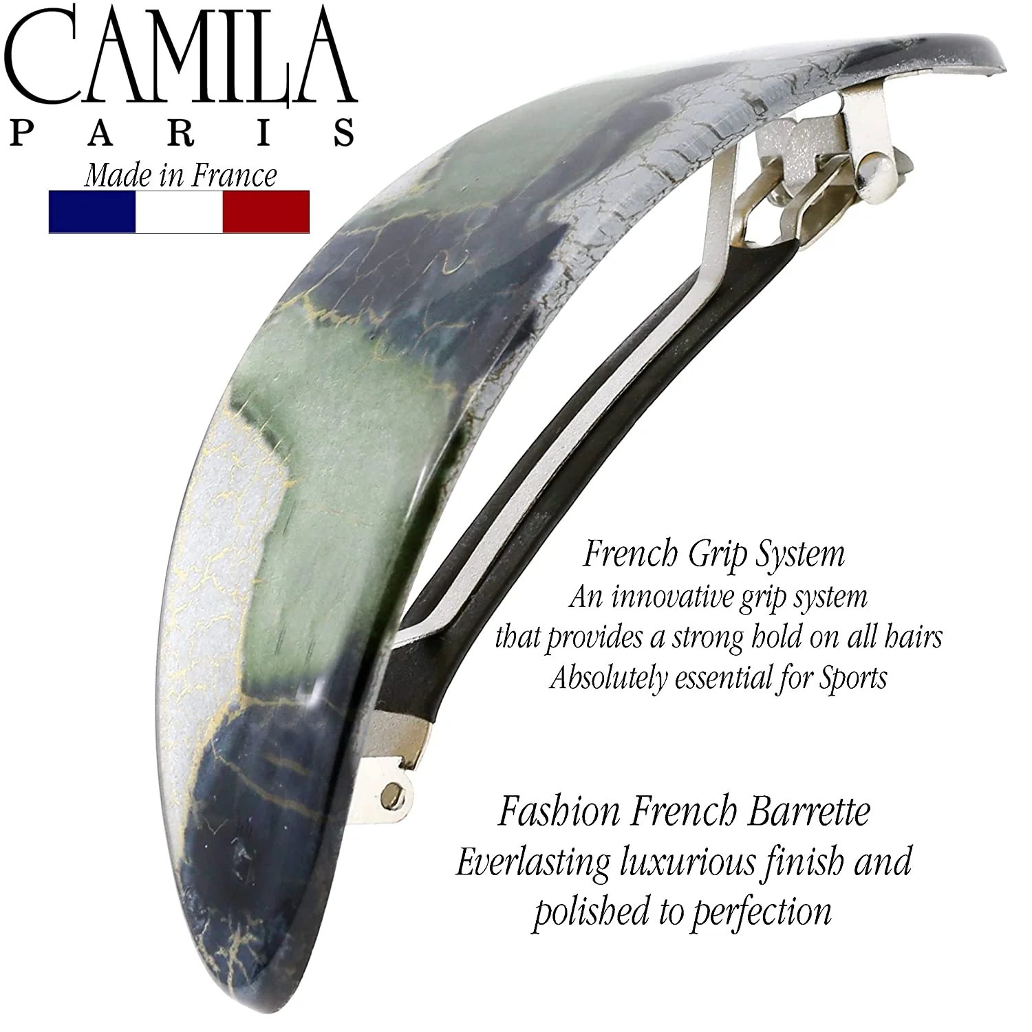 Camila Paris Large Hand Painted Oval No-Slip Barrette - Image 15