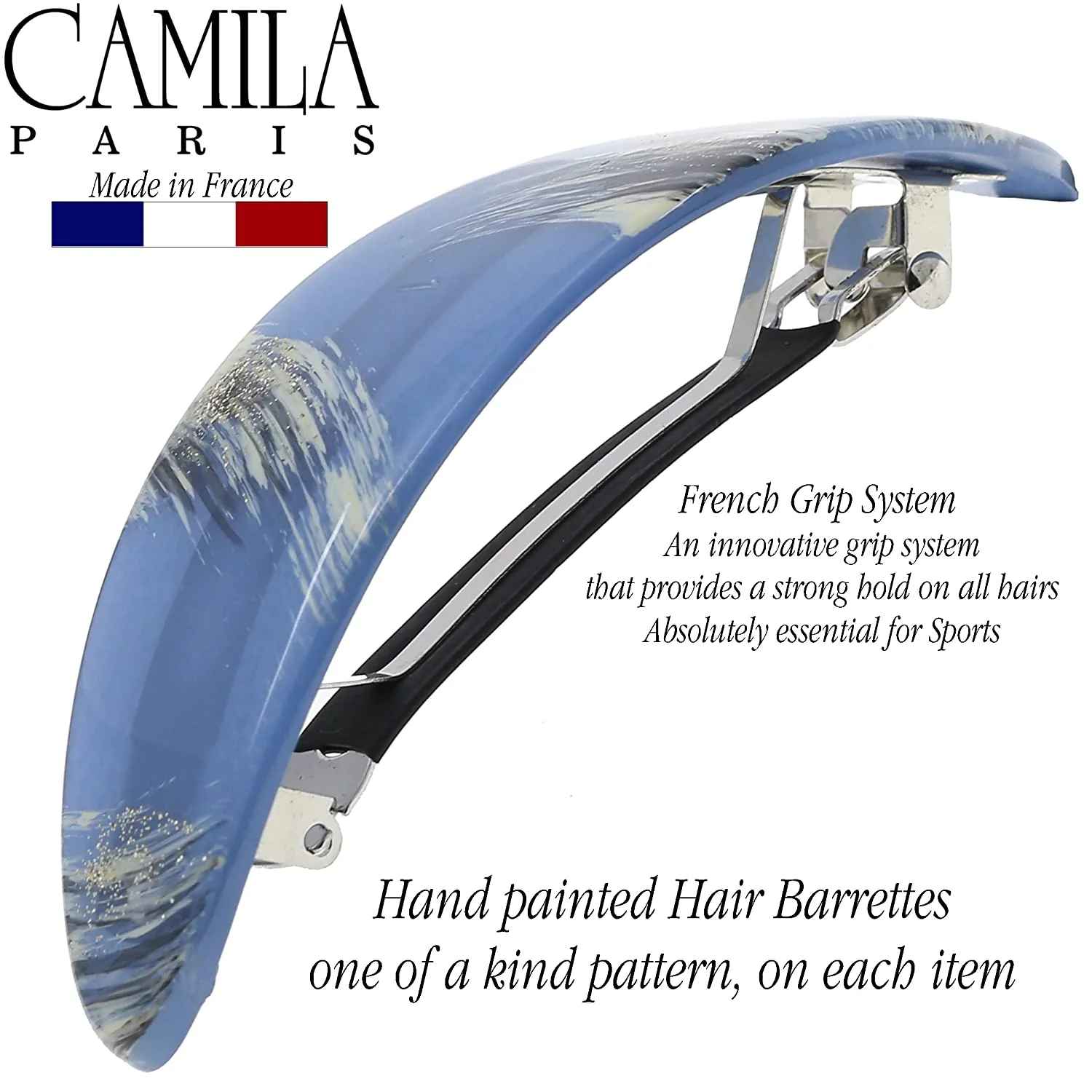Camila Paris Large Hand Painted Oval No-Slip Barrette - Image 19