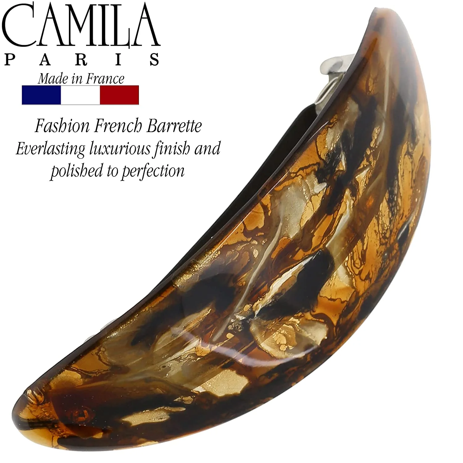 Camila Paris Large Hand Painted Oval No-Slip Barrette - Image 3