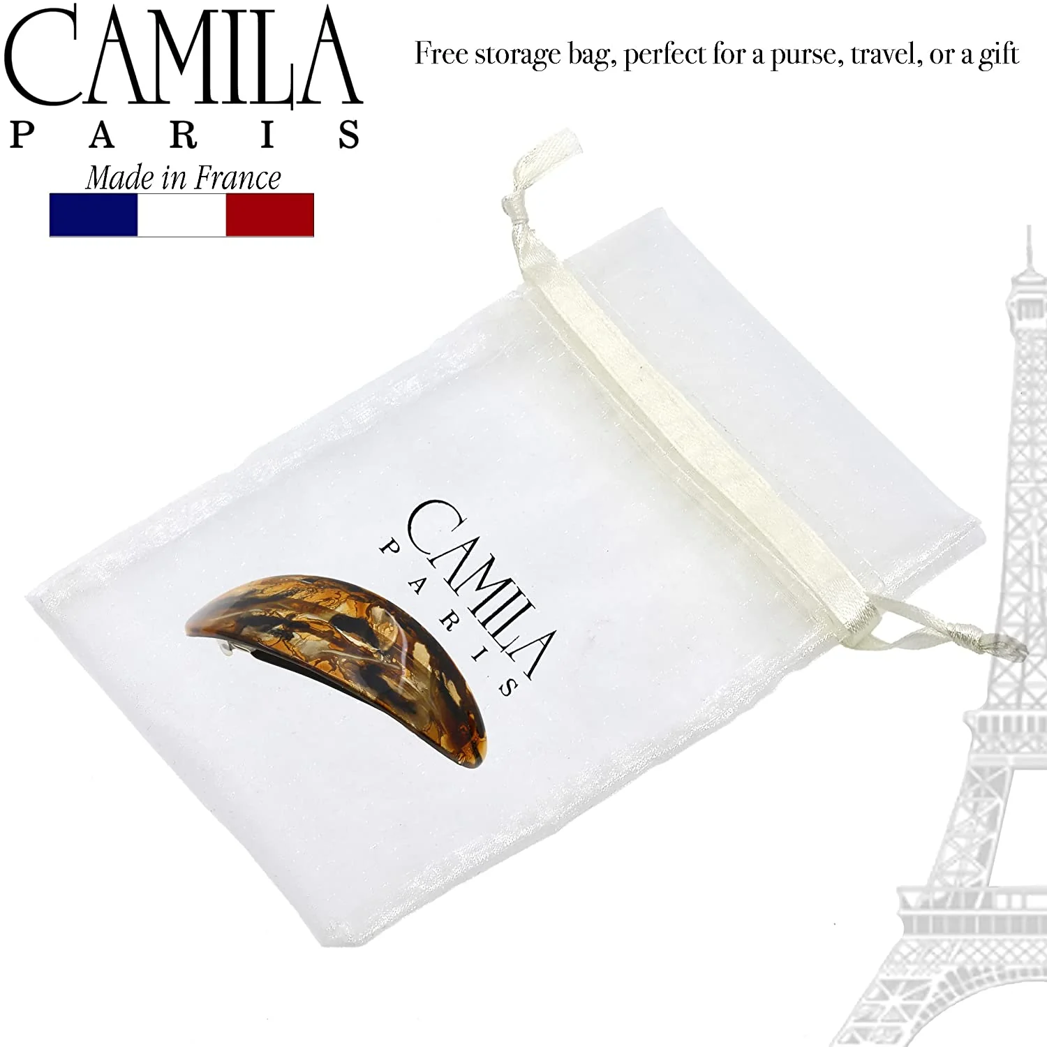 Camila Paris Large Hand Painted Oval No-Slip Barrette - Image 4