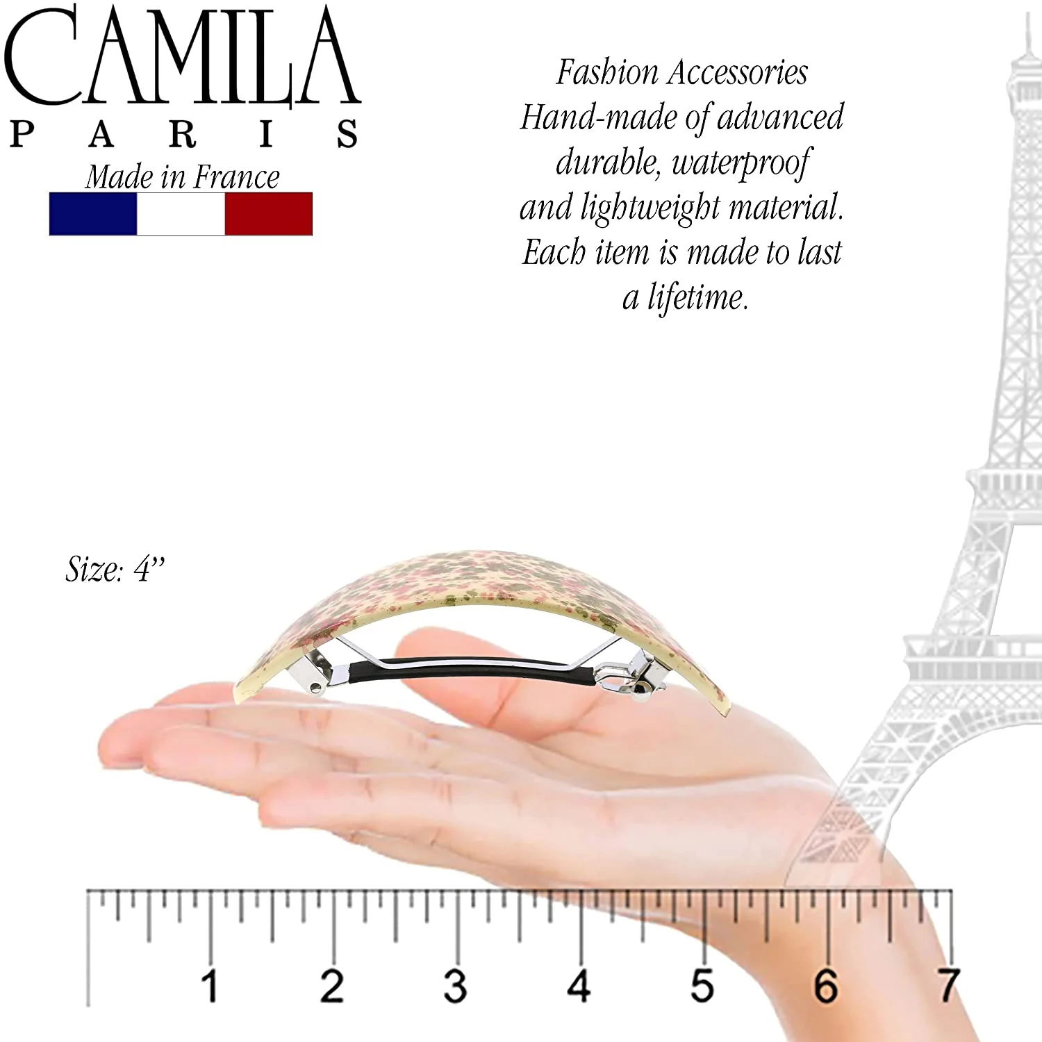 Camila Paris Large Hand Painted Oval No-Slip Barrette - Image 6