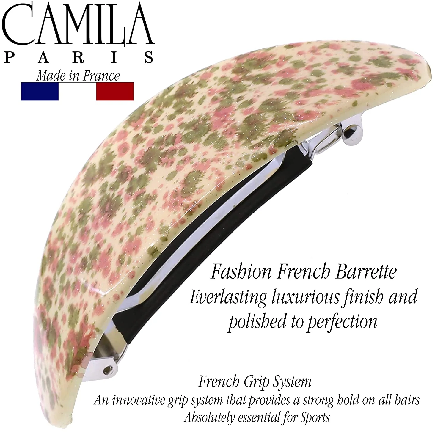 Camila Paris Large Hand Painted Oval No-Slip Barrette - Image 7